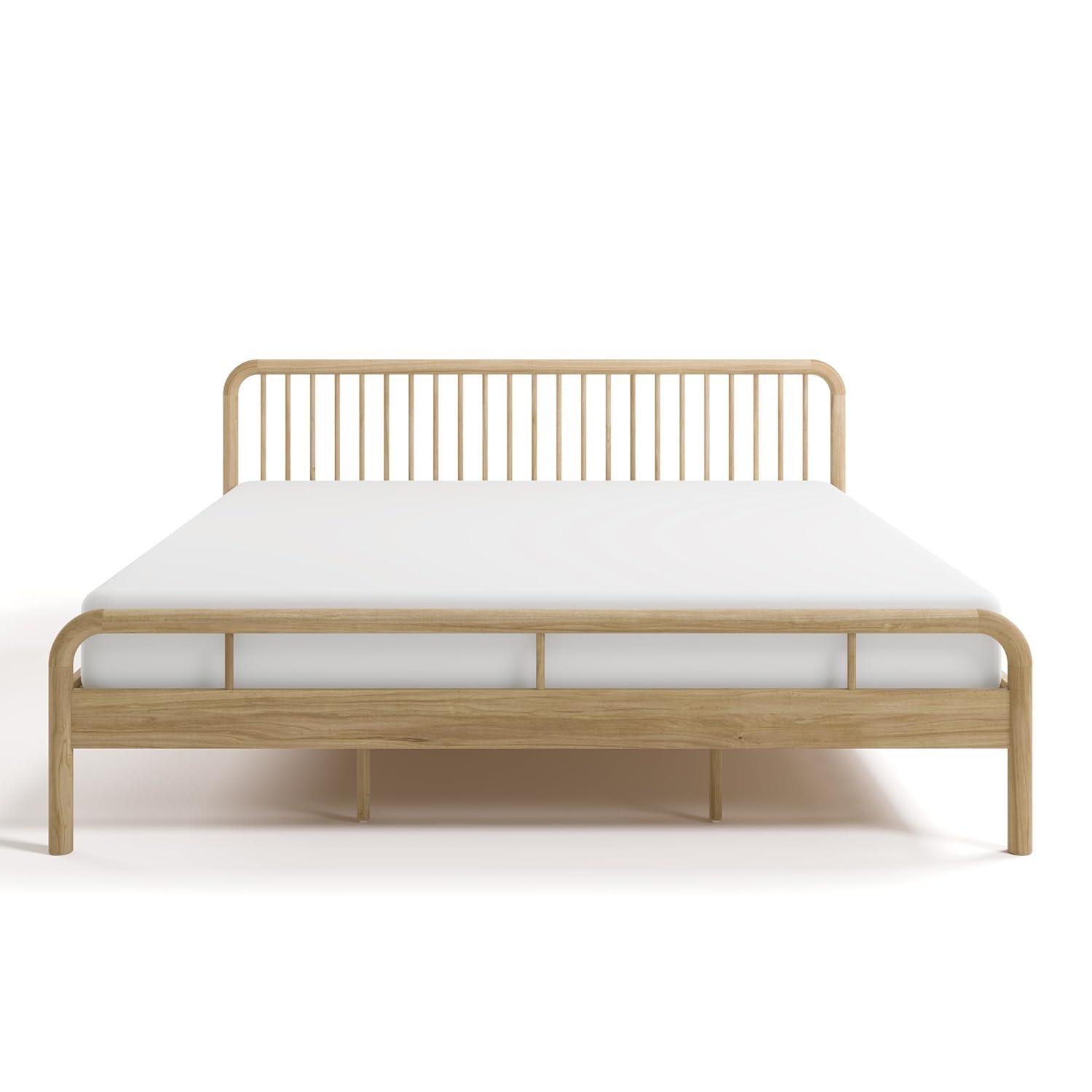 imageStorkcraft Porto King Bed Frame Hazelnut GREENGUARD Gold Certified Sleek and Elegant Design Solid Hardwood and Composites Easy to Assemble EasytoMatch Style for Kids Teens and AdultsNatural