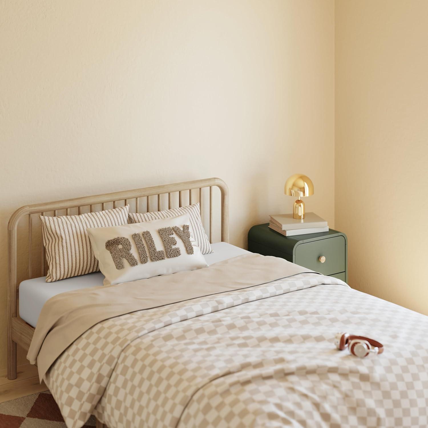 imageStorkcraft Porto King Bed Frame Hazelnut GREENGUARD Gold Certified Sleek and Elegant Design Solid Hardwood and Composites Easy to Assemble EasytoMatch Style for Kids Teens and AdultsNatural