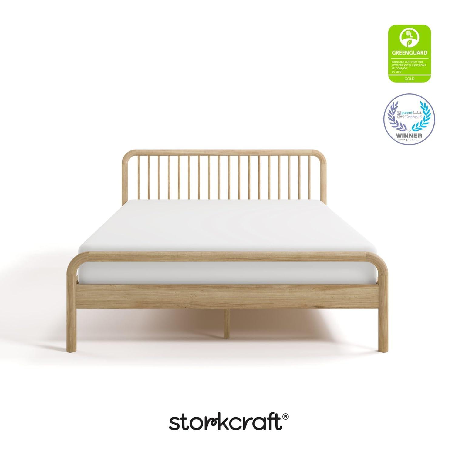 imageStorkcraft Porto King Bed Frame Hazelnut GREENGUARD Gold Certified Sleek and Elegant Design Solid Hardwood and Composites Easy to Assemble EasytoMatch Style for Kids Teens and AdultsNatural