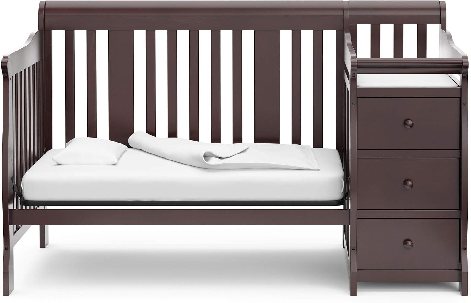 imageStorkcraft Portofino 5in1 Convertible Crib ampamp Changer White GREENGUARD Gold Certified Fits Standard Crib Mattress Converts to Toddler Bed and Full Bed 4 Adjustable Mattress HeightsEspresso