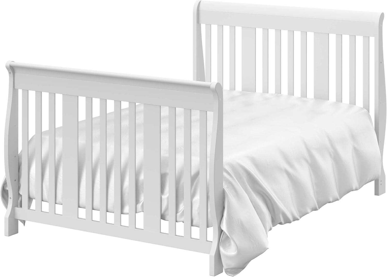 imageStorkcraft Portofino 5in1 Convertible Crib ampamp Changer White GREENGUARD Gold Certified Fits Standard Crib Mattress Converts to Toddler Bed and Full Bed 4 Adjustable Mattress HeightsWhite