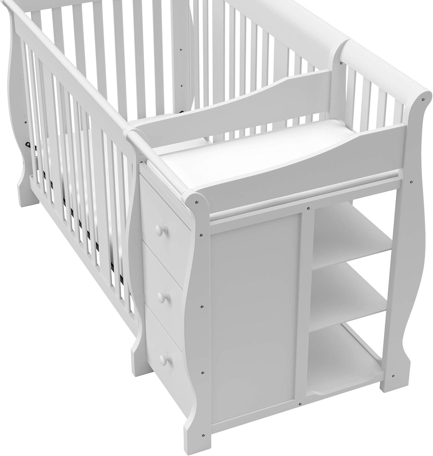 imageStorkcraft Portofino 5in1 Convertible Crib ampamp Changer White GREENGUARD Gold Certified Fits Standard Crib Mattress Converts to Toddler Bed and Full Bed 4 Adjustable Mattress HeightsWhite