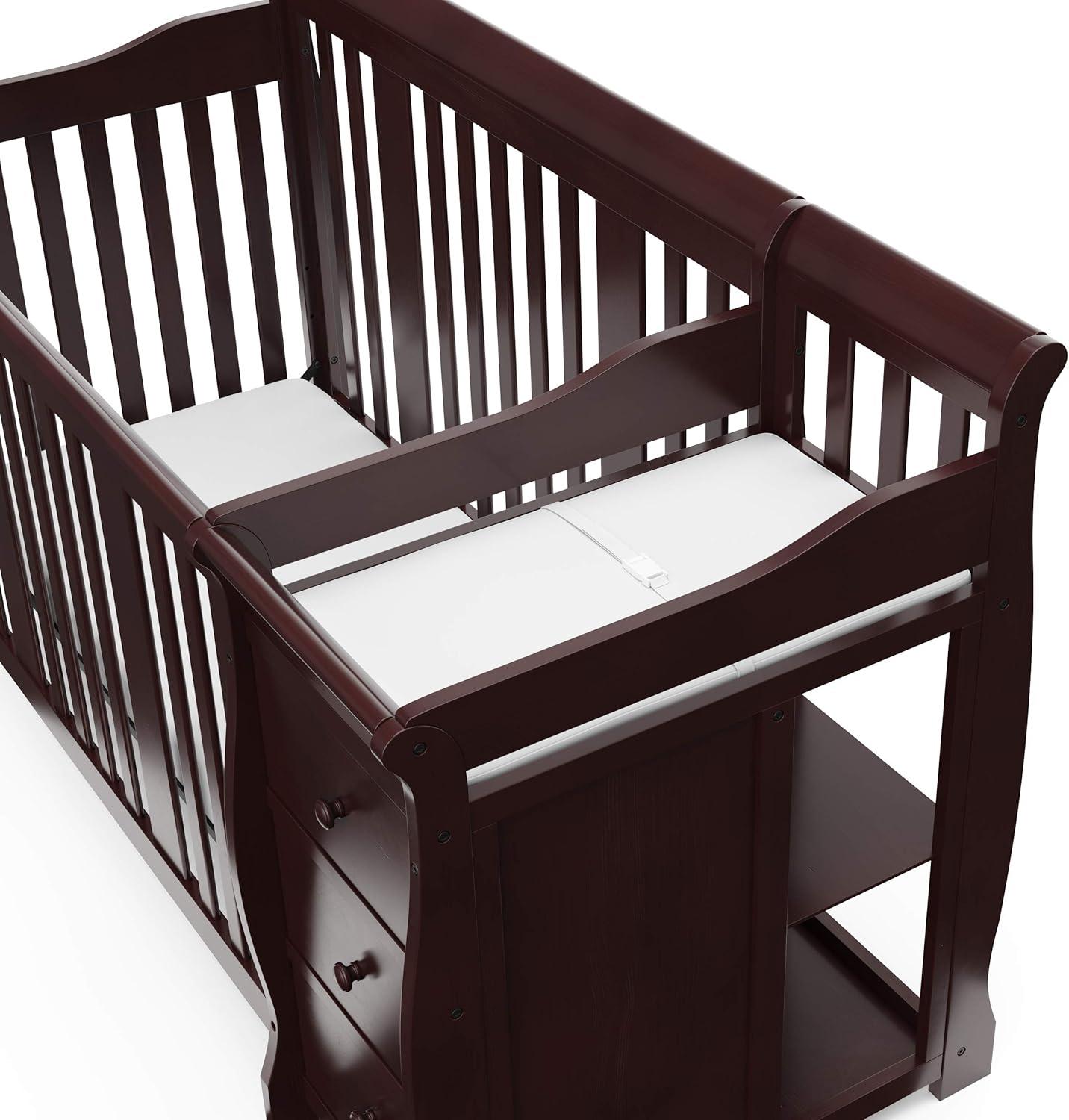 imageStorkcraft Portofino 5in1 Convertible Crib ampamp Changer White GREENGUARD Gold Certified Fits Standard Crib Mattress Converts to Toddler Bed and Full Bed 4 Adjustable Mattress HeightsEspresso