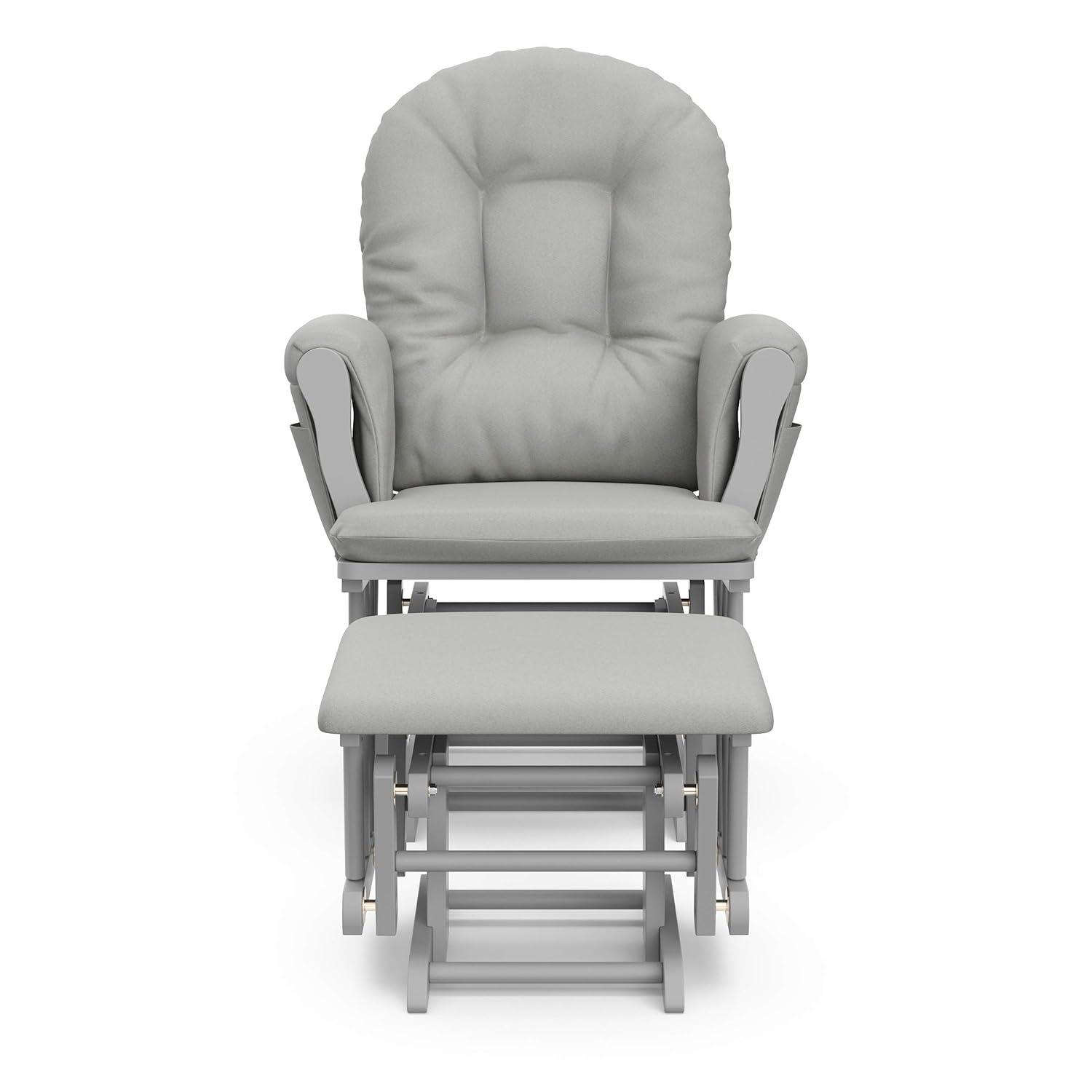 imageStorkcraft Premium Hoop Glider ampamp Ottoman NaturalBeige GREENGUARD Gold Certified Nursery Glider Solid Wood Craftsmanship SmoothGliding Nursery Chair and Ottoman AwardWinningPebble GrayLight Gray