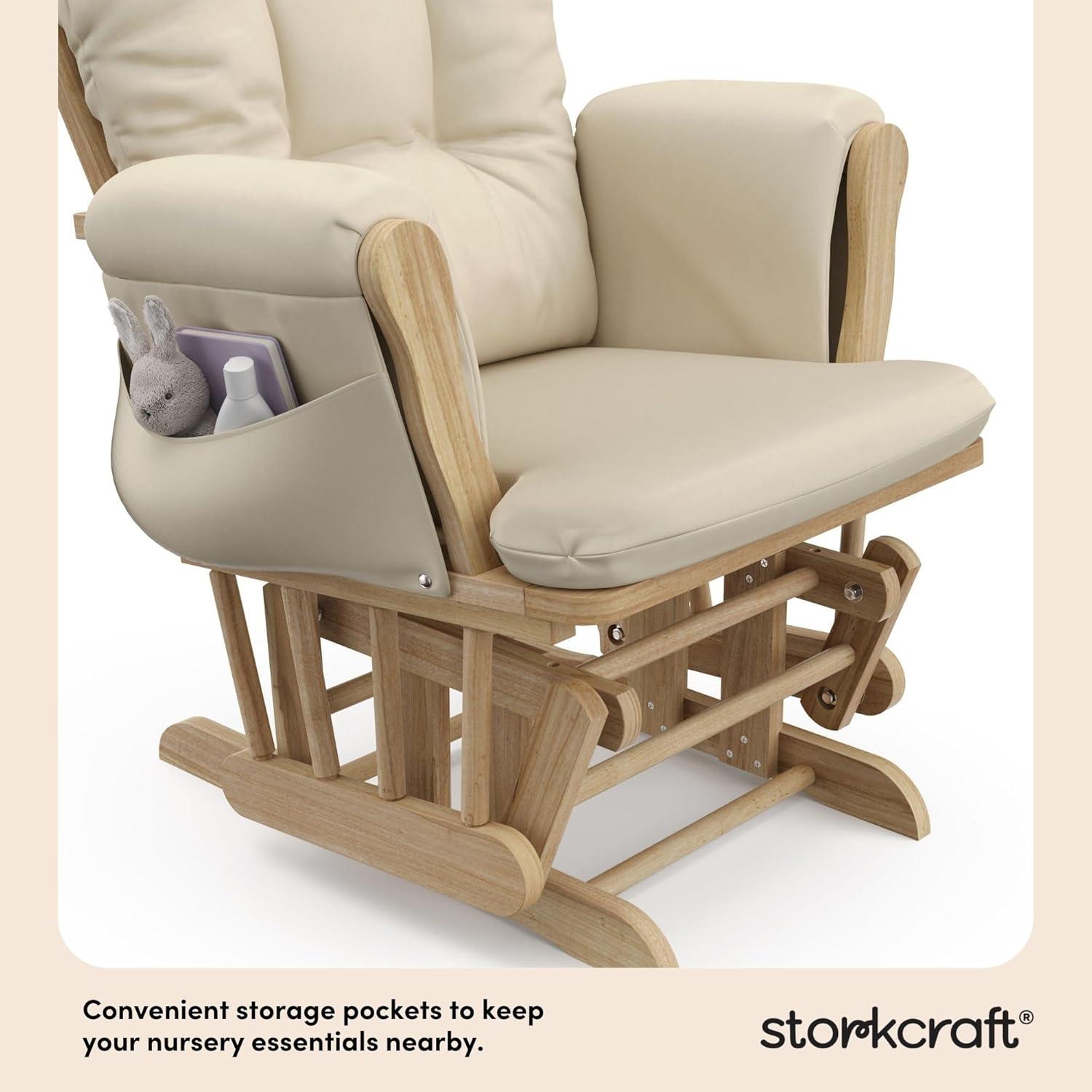 imageStorkcraft Premium Hoop Glider ampamp Ottoman NaturalBeige GREENGUARD Gold Certified Nursery Glider Solid Wood Craftsmanship SmoothGliding Nursery Chair and Ottoman AwardWinningNaturalBeige