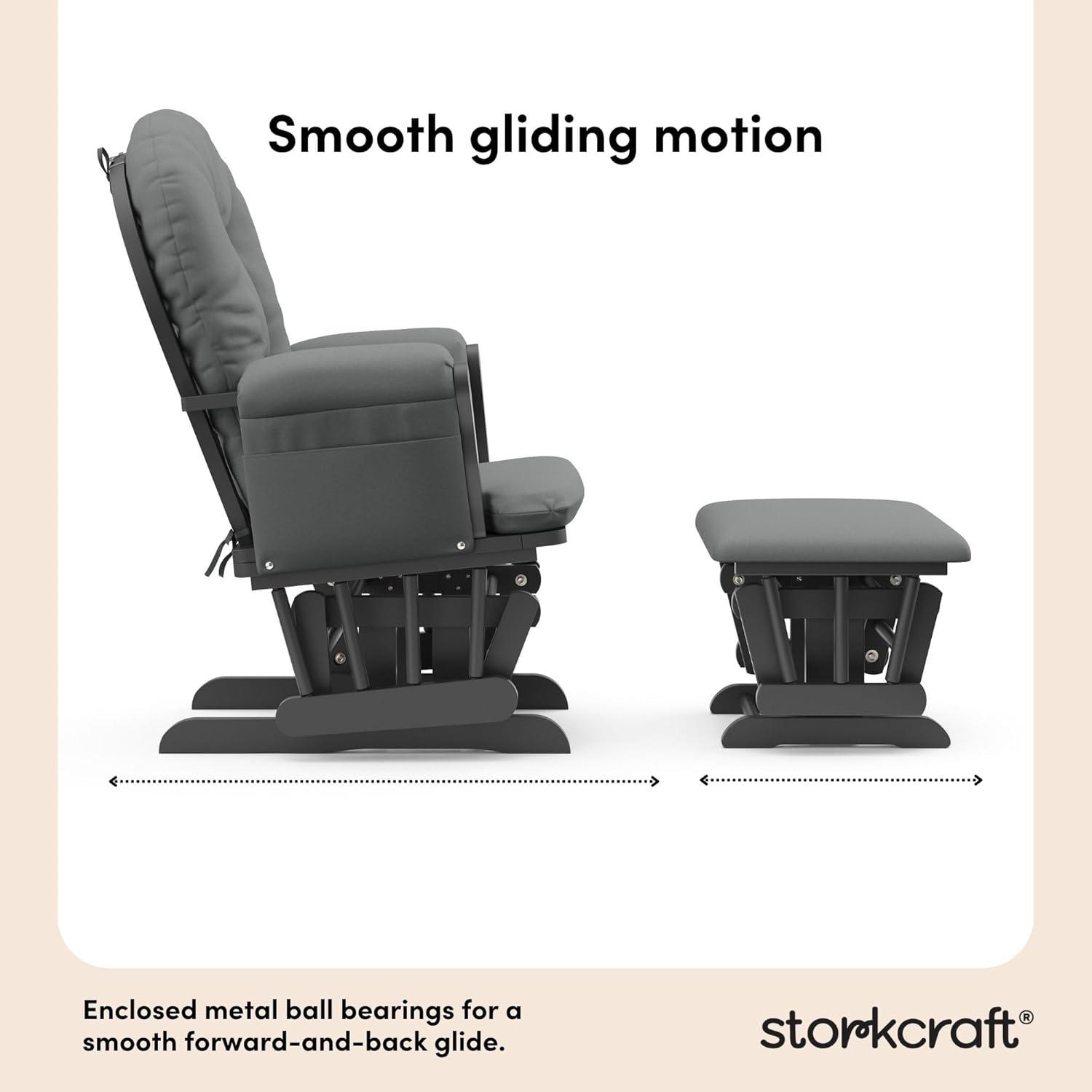 imageStorkcraft Premium Hoop Glider ampamp Ottoman NaturalBeige GREENGUARD Gold Certified Nursery Glider Solid Wood Craftsmanship SmoothGliding Nursery Chair and Ottoman AwardWinningGrayGray