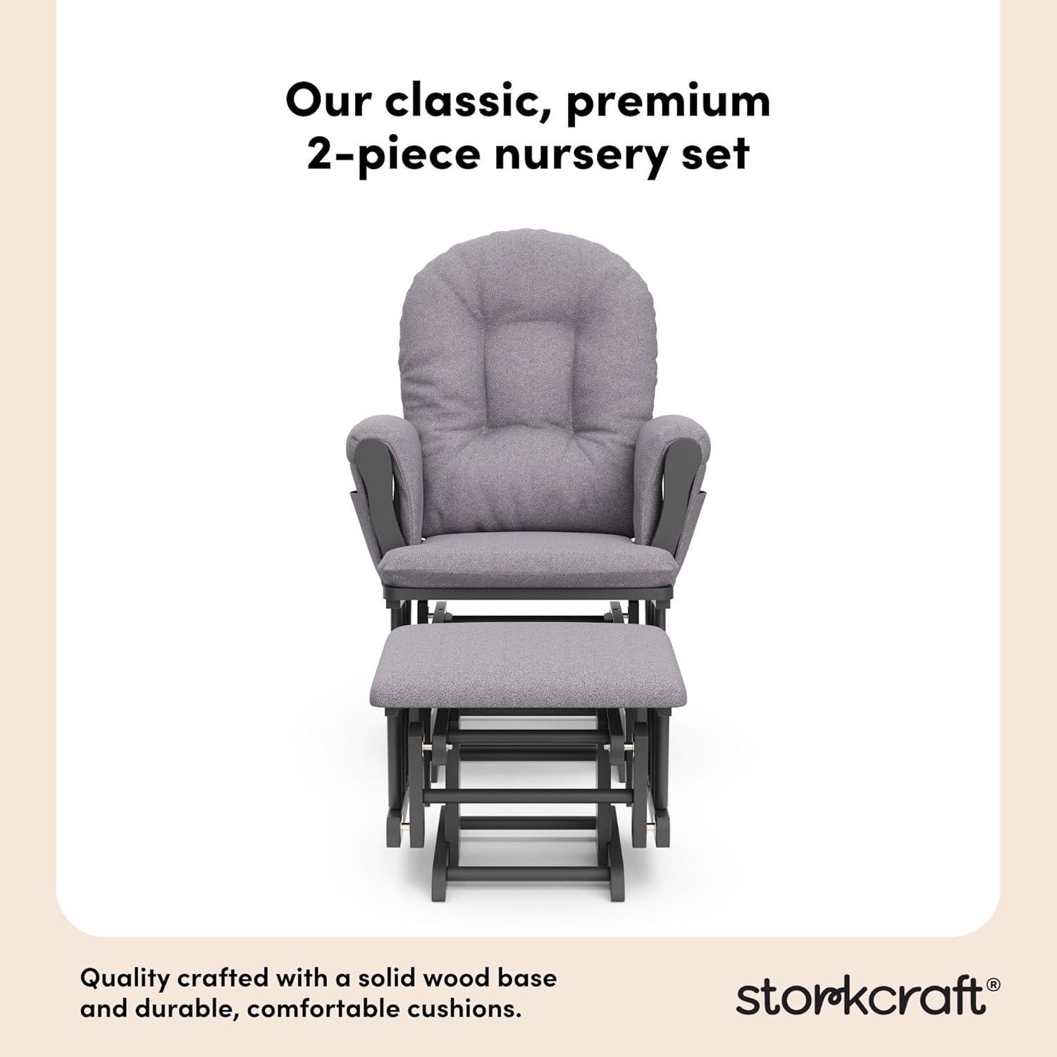 imageStorkcraft Premium Hoop Glider ampamp Ottoman NaturalBeige GREENGUARD Gold Certified Nursery Glider Solid Wood Craftsmanship SmoothGliding Nursery Chair and Ottoman AwardWinningGraySlate Gray Swirl