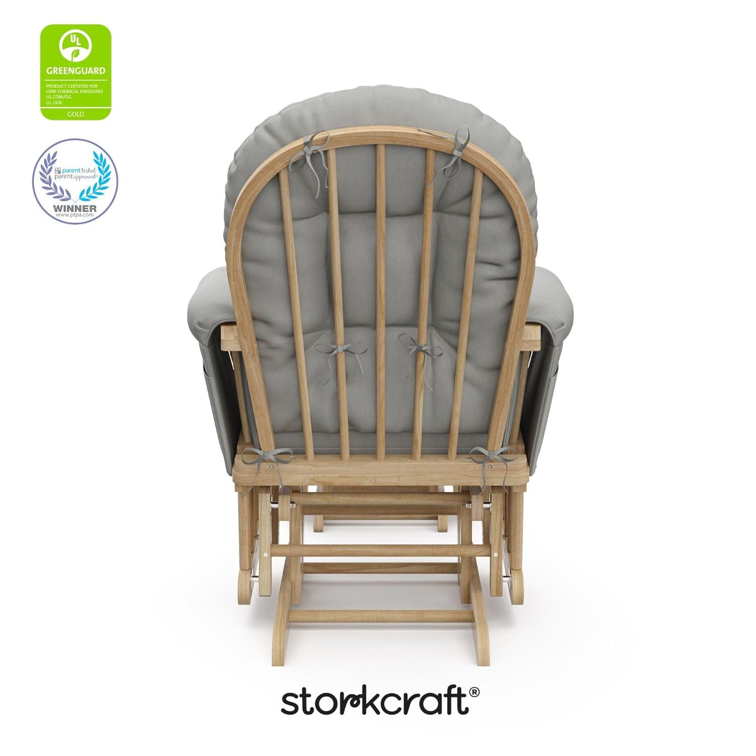 imageStorkcraft Premium Hoop Glider ampamp Ottoman NaturalBeige GREENGUARD Gold Certified Nursery Glider Solid Wood Craftsmanship SmoothGliding Nursery Chair and Ottoman AwardWinningNaturalLight Gray