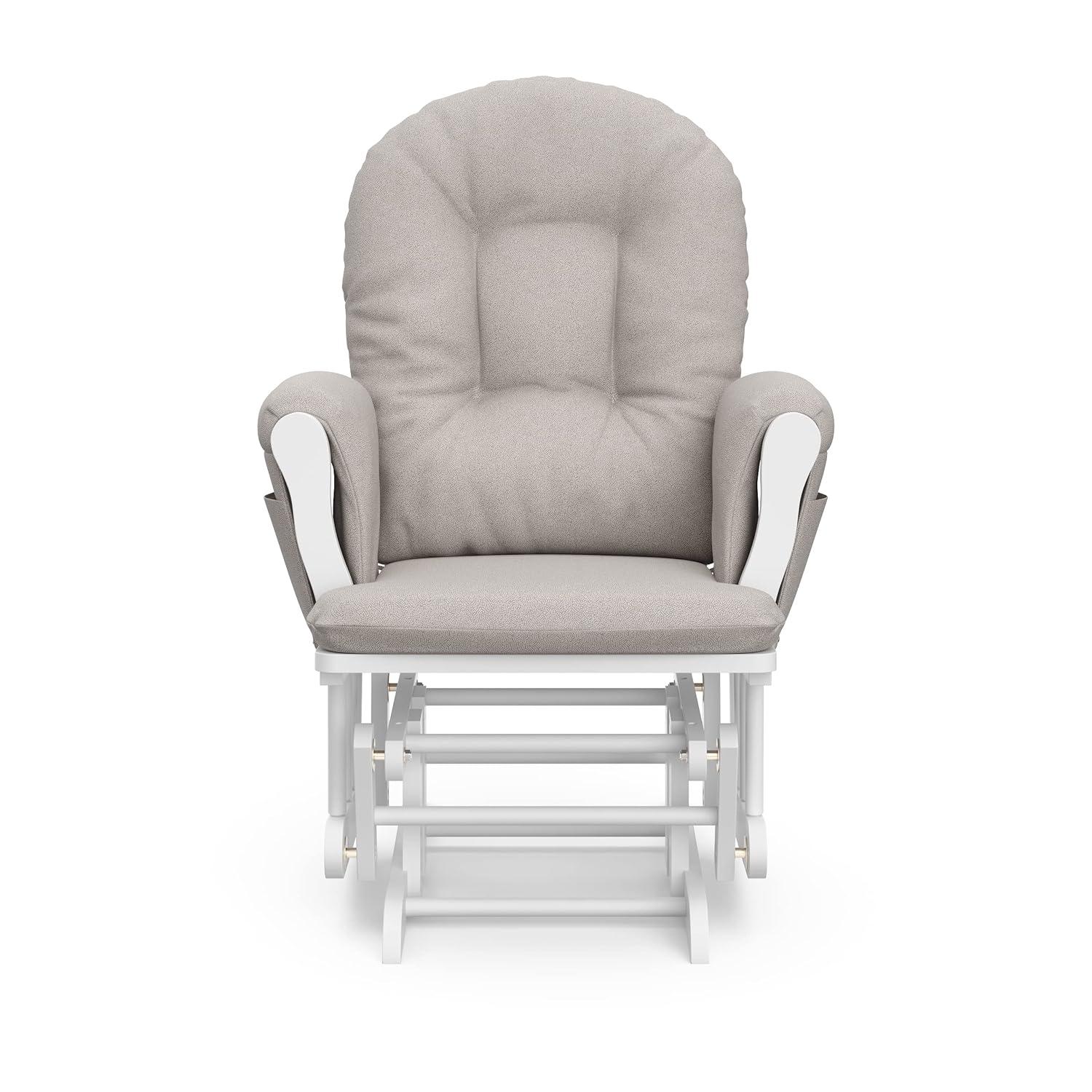 imageStorkcraft Premium Hoop Glider ampamp Ottoman NaturalBeige GREENGUARD Gold Certified Nursery Glider Solid Wood Craftsmanship SmoothGliding Nursery Chair and Ottoman AwardWinningWhiteTaupe Swirl