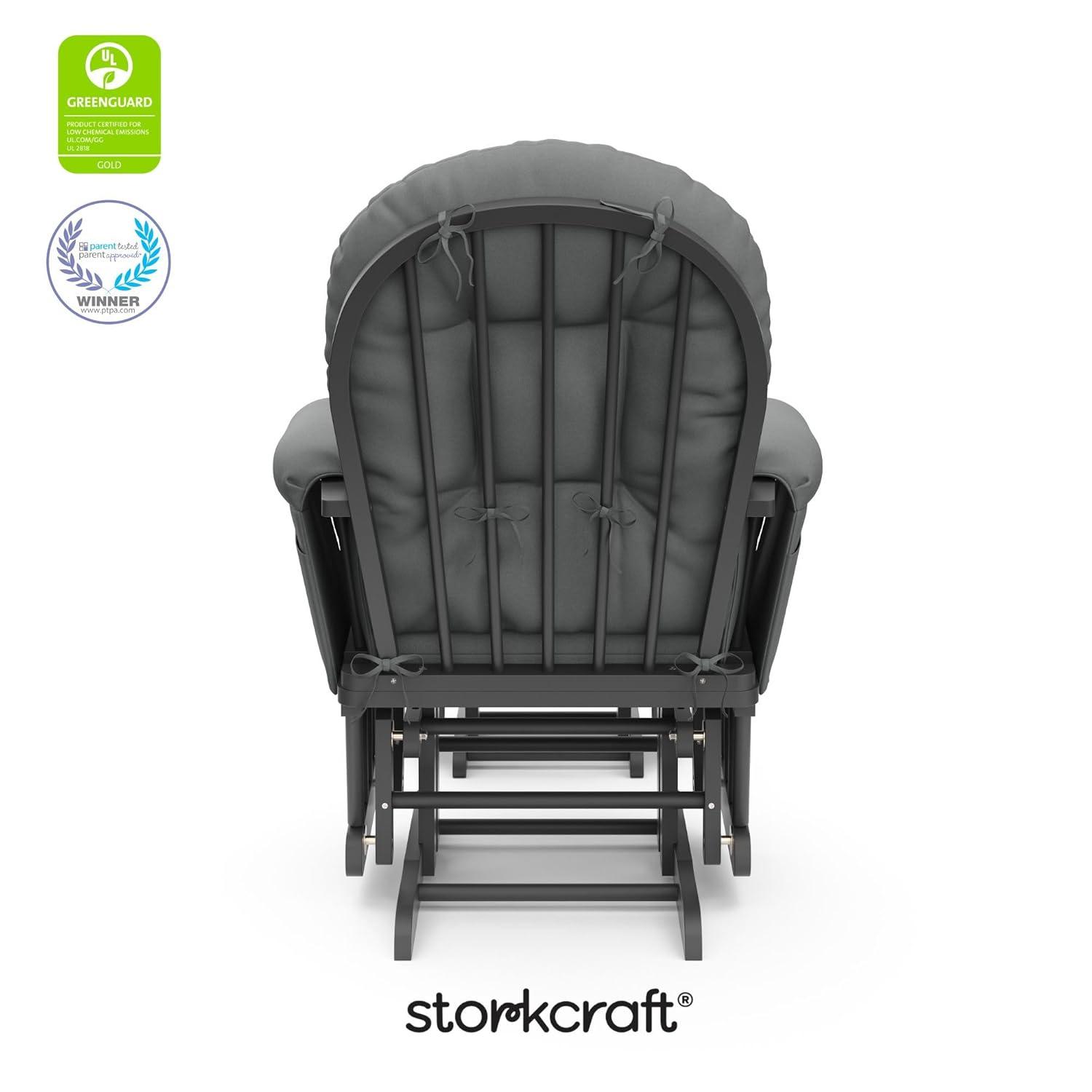 imageStorkcraft Premium Hoop Glider ampamp Ottoman NaturalBeige GREENGUARD Gold Certified Nursery Glider Solid Wood Craftsmanship SmoothGliding Nursery Chair and Ottoman AwardWinningGrayGray