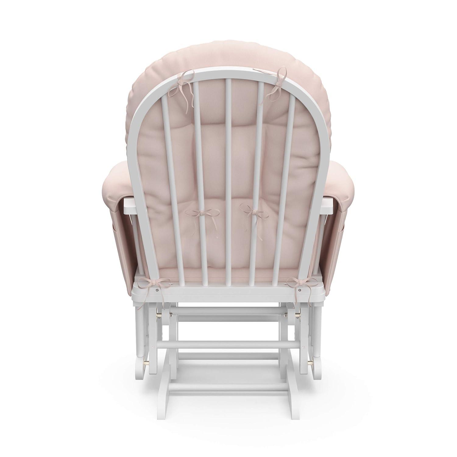 imageStorkcraft Premium Hoop Glider ampamp Ottoman NaturalBeige GREENGUARD Gold Certified Nursery Glider Solid Wood Craftsmanship SmoothGliding Nursery Chair and Ottoman AwardWinningWhitePink