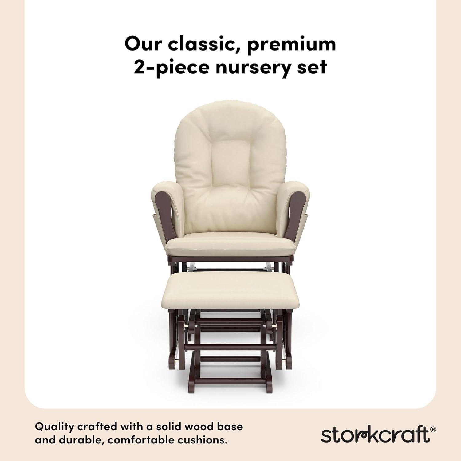 imageStorkcraft Premium Hoop Glider ampamp Ottoman NaturalBeige GREENGUARD Gold Certified Nursery Glider Solid Wood Craftsmanship SmoothGliding Nursery Chair and Ottoman AwardWinningEspressoBeige