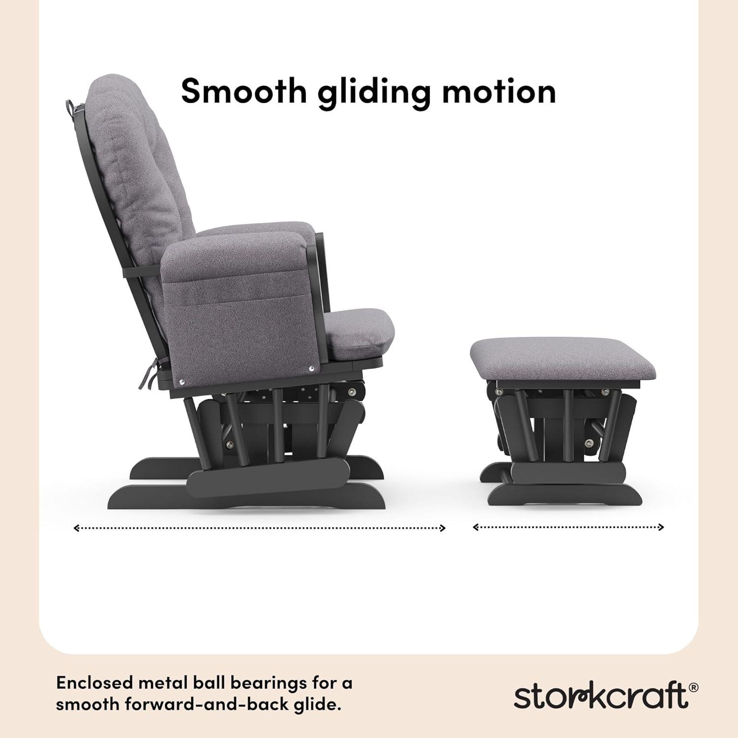 imageStorkcraft Premium Hoop Glider ampamp Ottoman NaturalBeige GREENGUARD Gold Certified Nursery Glider Solid Wood Craftsmanship SmoothGliding Nursery Chair and Ottoman AwardWinningGraySlate Gray Swirl