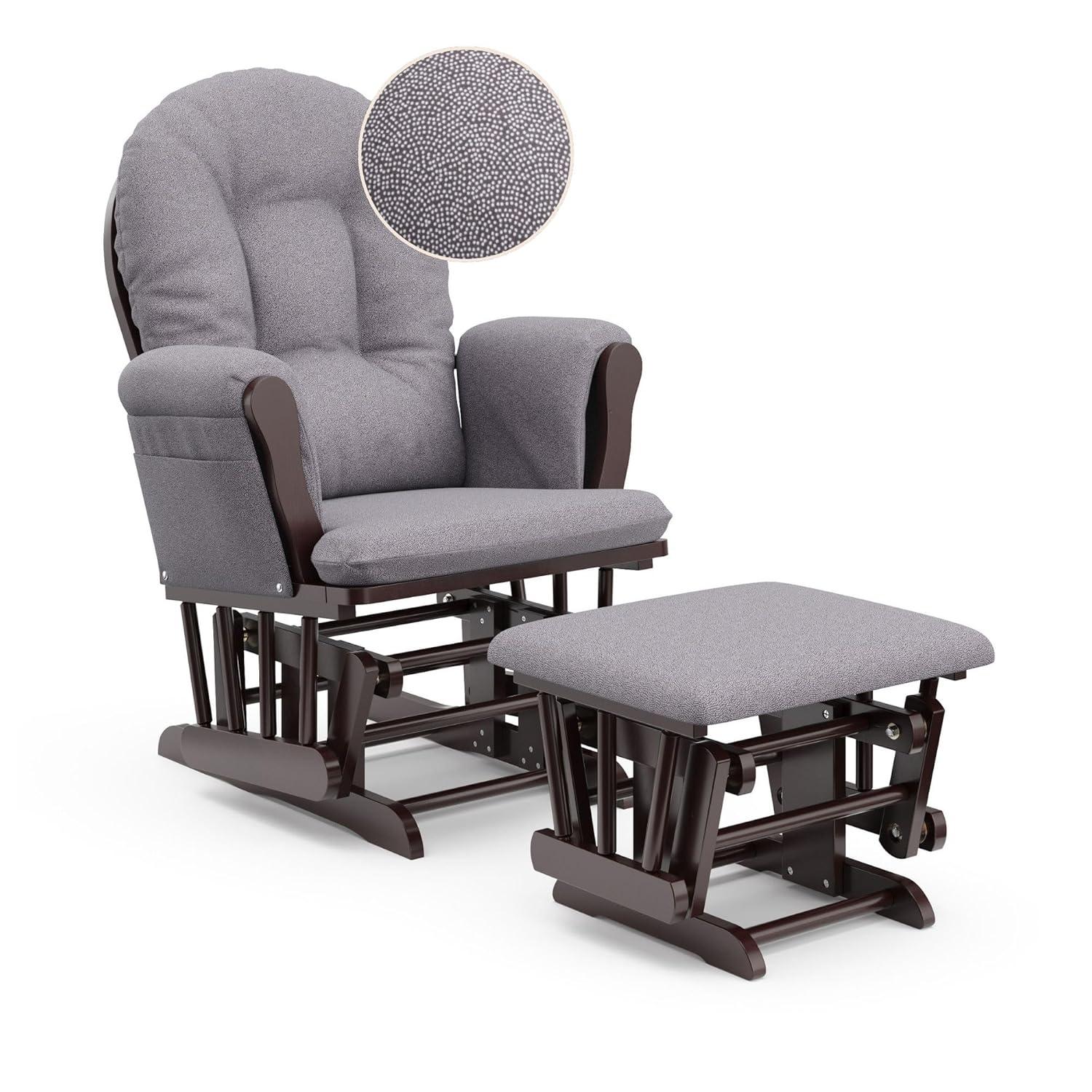 imageStorkcraft Premium Hoop Glider ampamp Ottoman NaturalBeige GREENGUARD Gold Certified Nursery Glider Solid Wood Craftsmanship SmoothGliding Nursery Chair and Ottoman AwardWinningEspressoGray Swirl