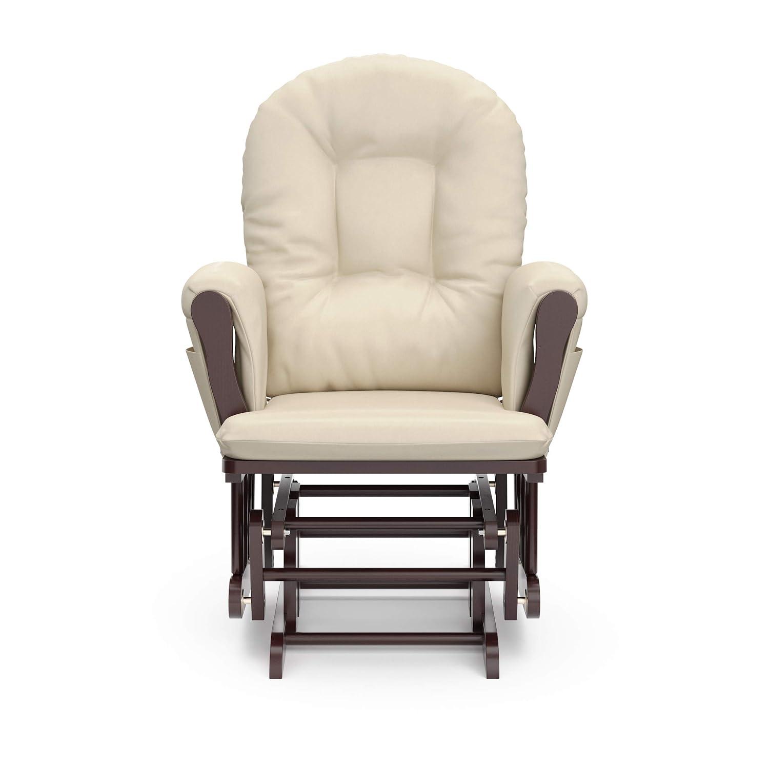 imageStorkcraft Premium Hoop Glider ampamp Ottoman NaturalBeige GREENGUARD Gold Certified Nursery Glider Solid Wood Craftsmanship SmoothGliding Nursery Chair and Ottoman AwardWinningEspressoBeige