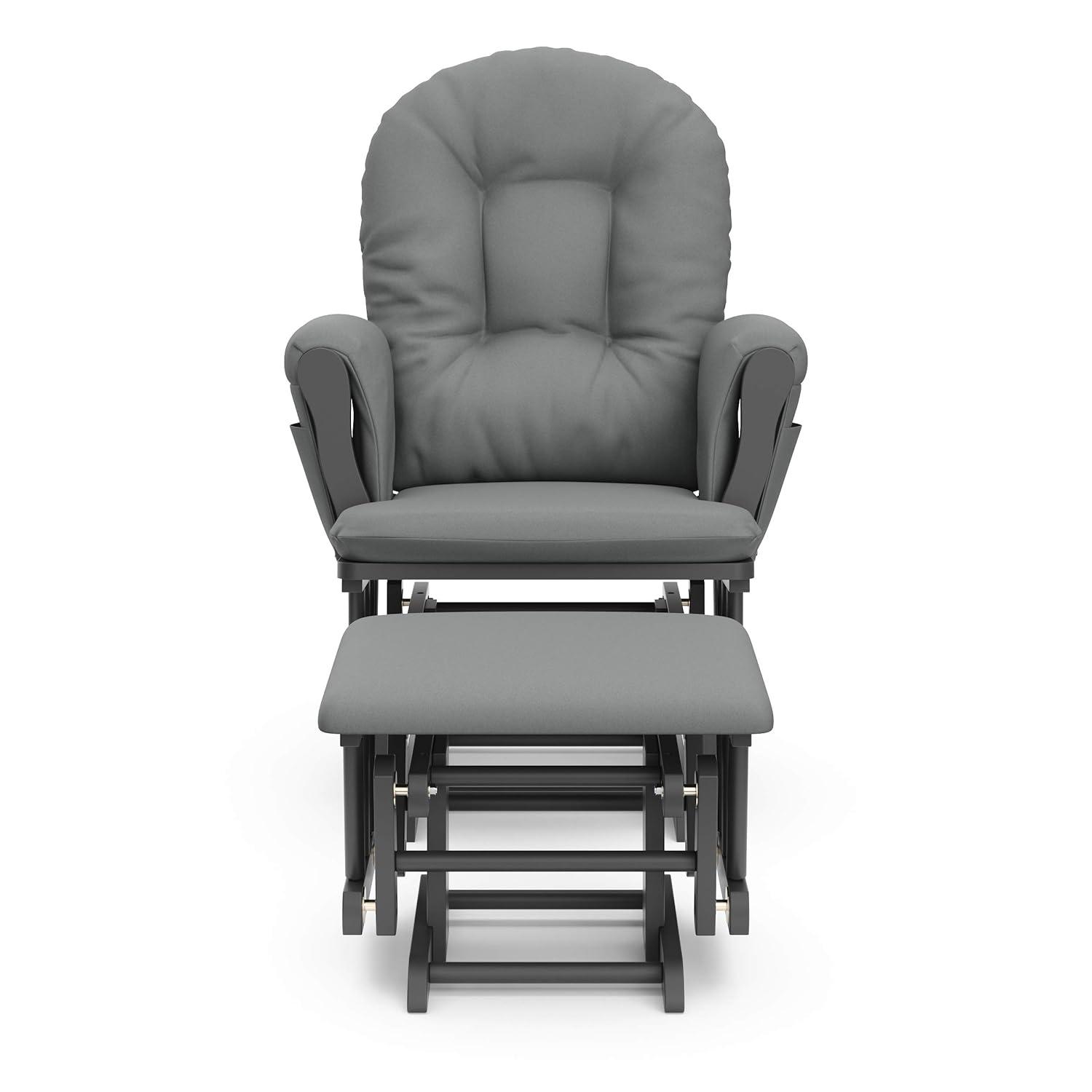 imageStorkcraft Premium Hoop Glider ampamp Ottoman NaturalBeige GREENGUARD Gold Certified Nursery Glider Solid Wood Craftsmanship SmoothGliding Nursery Chair and Ottoman AwardWinningGrayGray