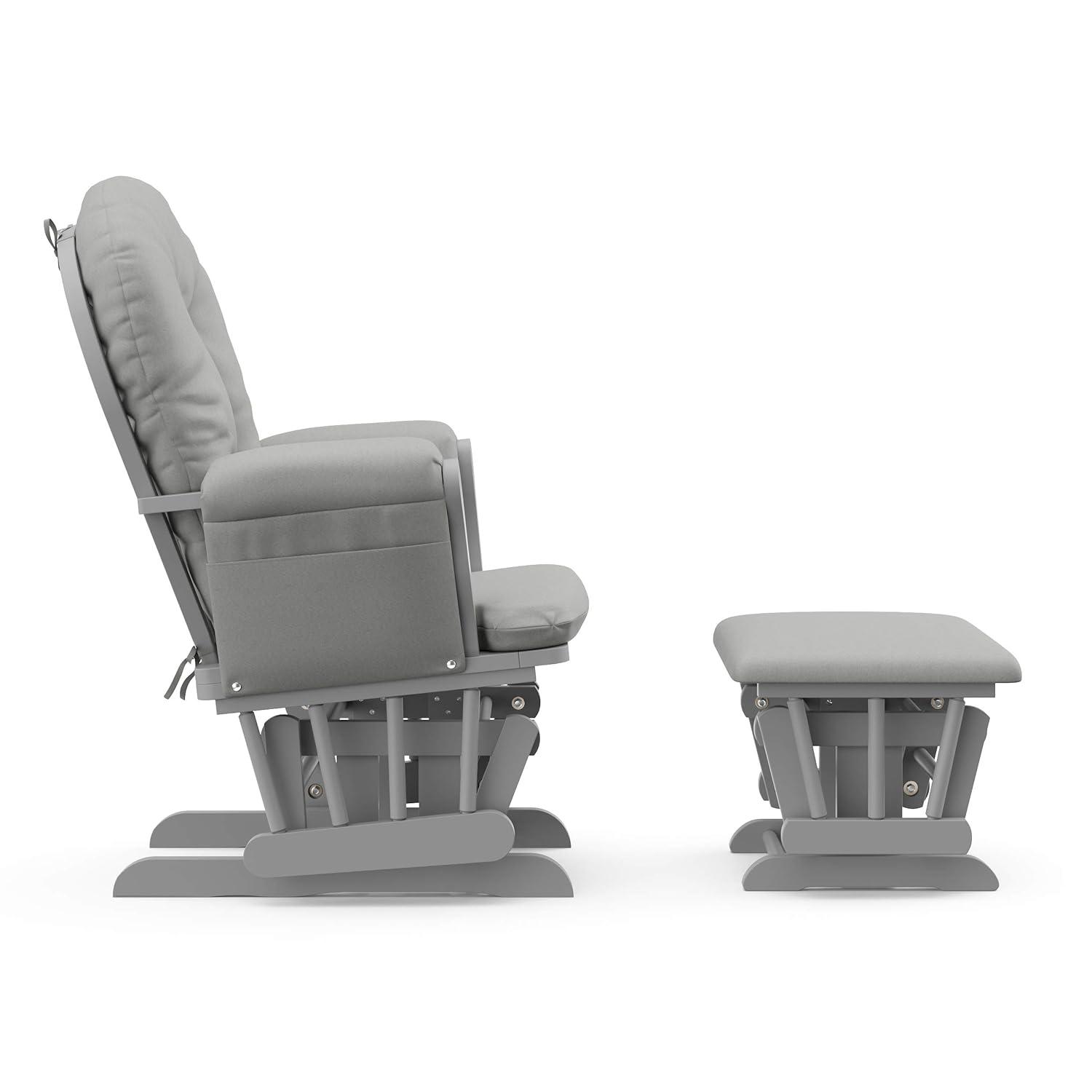 imageStorkcraft Premium Hoop Glider ampamp Ottoman NaturalBeige GREENGUARD Gold Certified Nursery Glider Solid Wood Craftsmanship SmoothGliding Nursery Chair and Ottoman AwardWinningPebble GrayLight Gray