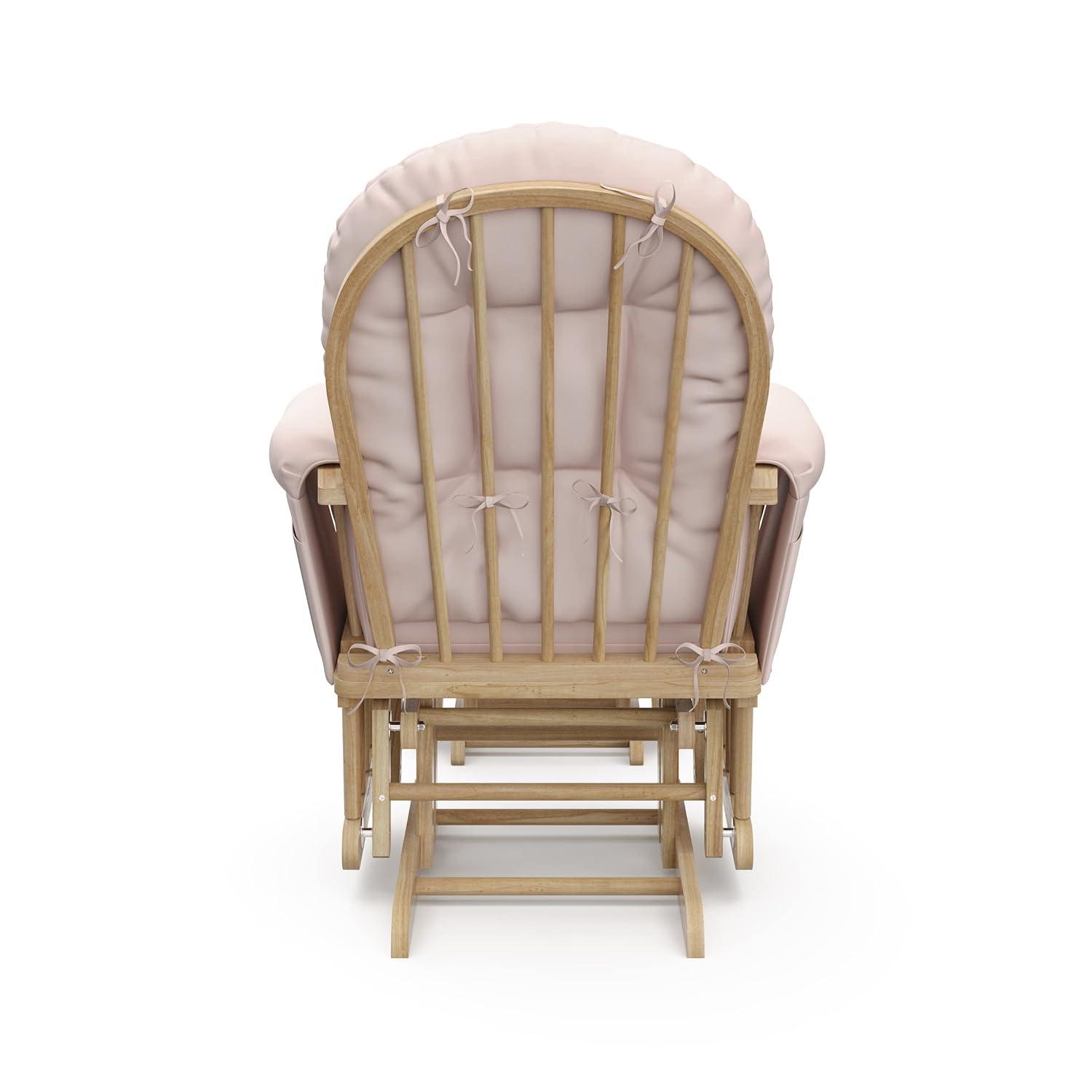 imageStorkcraft Premium Hoop Glider ampamp Ottoman NaturalBeige GREENGUARD Gold Certified Nursery Glider Solid Wood Craftsmanship SmoothGliding Nursery Chair and Ottoman AwardWinningNaturalPink