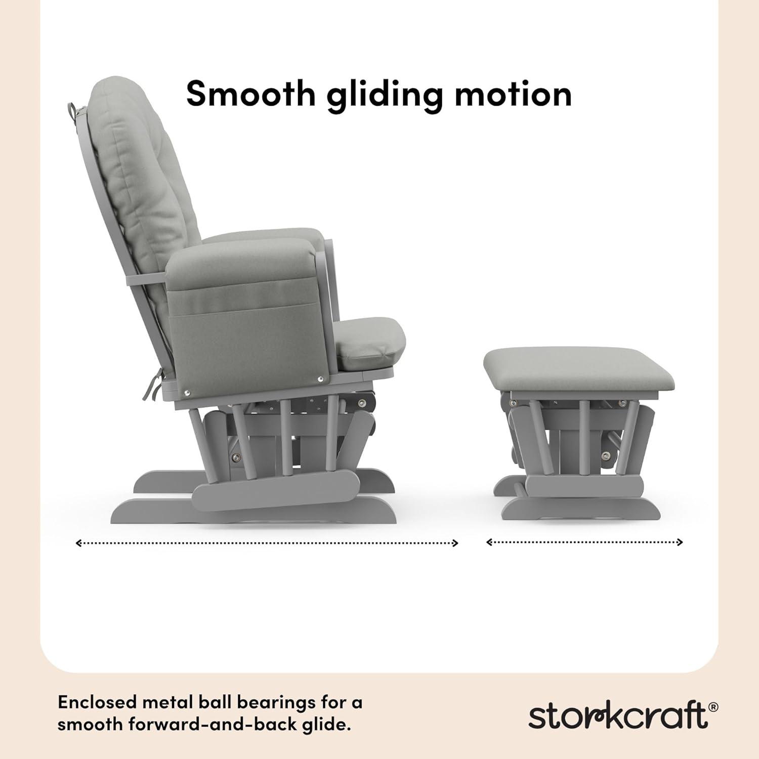 imageStorkcraft Premium Hoop Glider ampamp Ottoman NaturalBeige GREENGUARD Gold Certified Nursery Glider Solid Wood Craftsmanship SmoothGliding Nursery Chair and Ottoman AwardWinningPebble GrayLight Gray