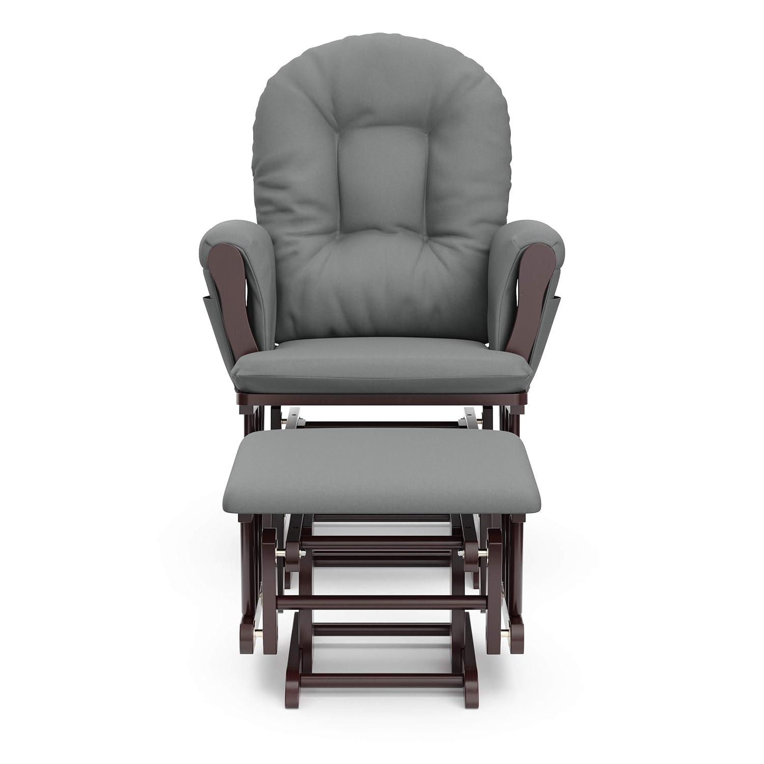 imageStorkcraft Premium Hoop Glider ampamp Ottoman NaturalBeige GREENGUARD Gold Certified Nursery Glider Solid Wood Craftsmanship SmoothGliding Nursery Chair and Ottoman AwardWinningEspressoGray