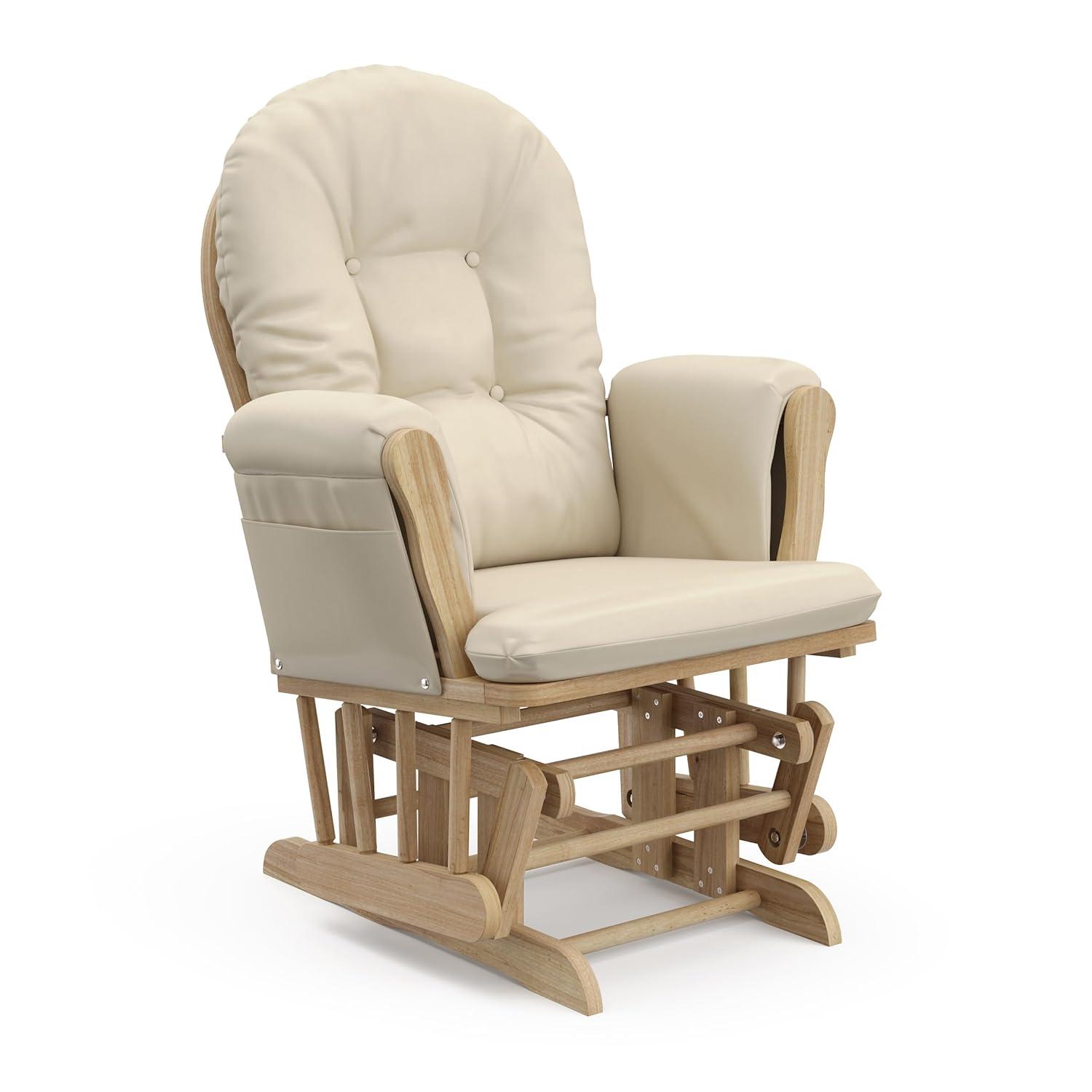 imageStorkcraft Premium Hoop Glider ampamp Ottoman NaturalBeige GREENGUARD Gold Certified Nursery Glider Solid Wood Craftsmanship SmoothGliding Nursery Chair and Ottoman AwardWinningNaturalBeige