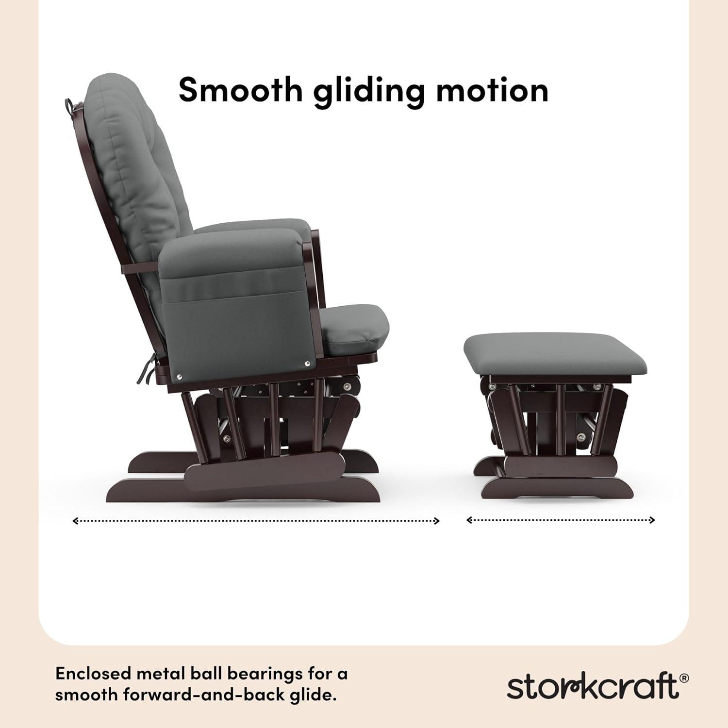 imageStorkcraft Premium Hoop Glider ampamp Ottoman NaturalBeige GREENGUARD Gold Certified Nursery Glider Solid Wood Craftsmanship SmoothGliding Nursery Chair and Ottoman AwardWinningEspressoGray