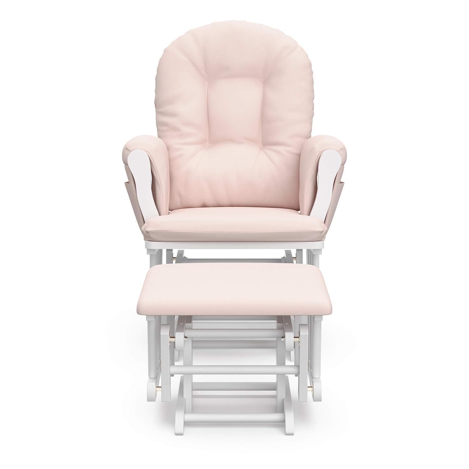 imageStorkcraft Premium Hoop Glider ampamp Ottoman NaturalBeige GREENGUARD Gold Certified Nursery Glider Solid Wood Craftsmanship SmoothGliding Nursery Chair and Ottoman AwardWinningWhitePink