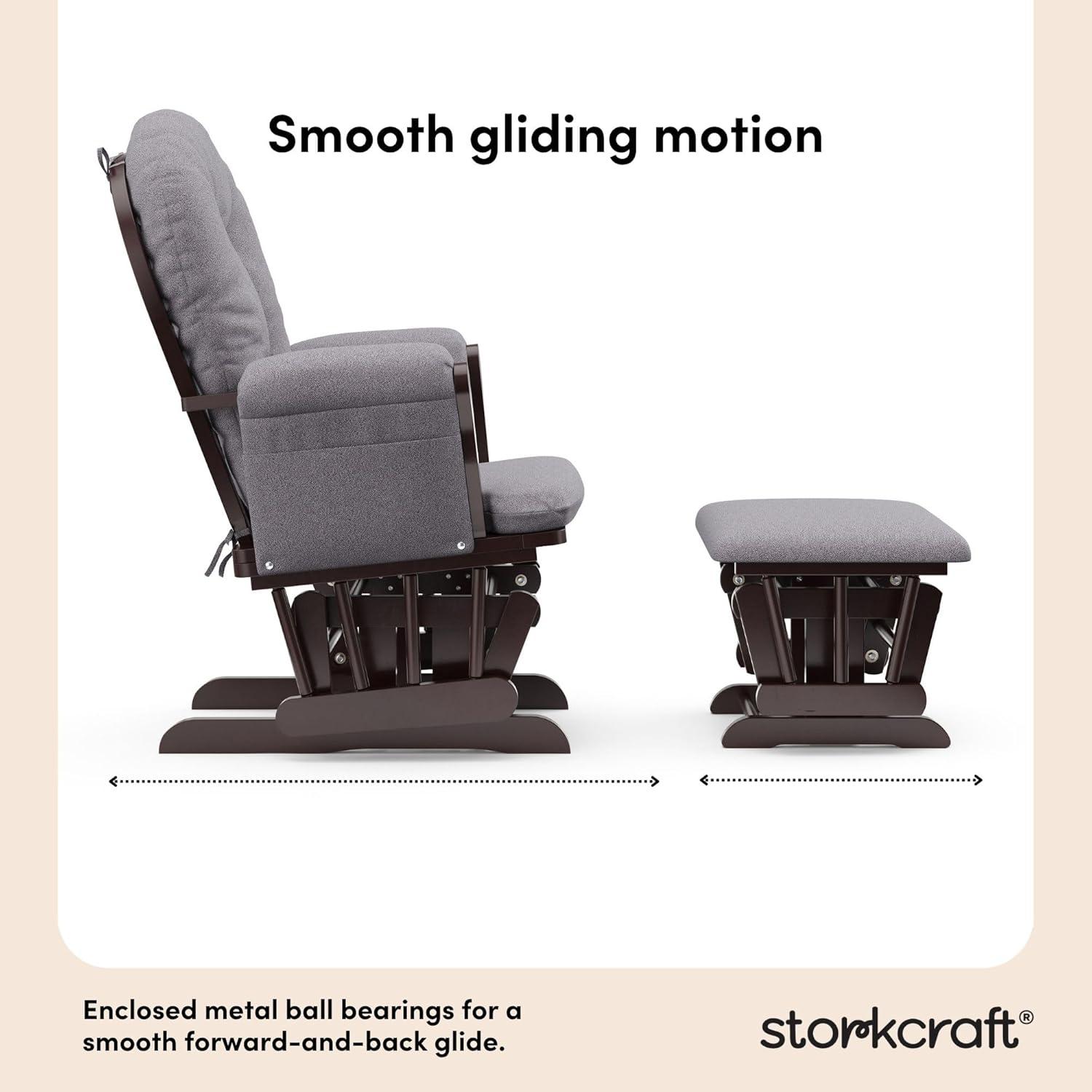 imageStorkcraft Premium Hoop Glider ampamp Ottoman NaturalBeige GREENGUARD Gold Certified Nursery Glider Solid Wood Craftsmanship SmoothGliding Nursery Chair and Ottoman AwardWinningEspressoGray Swirl