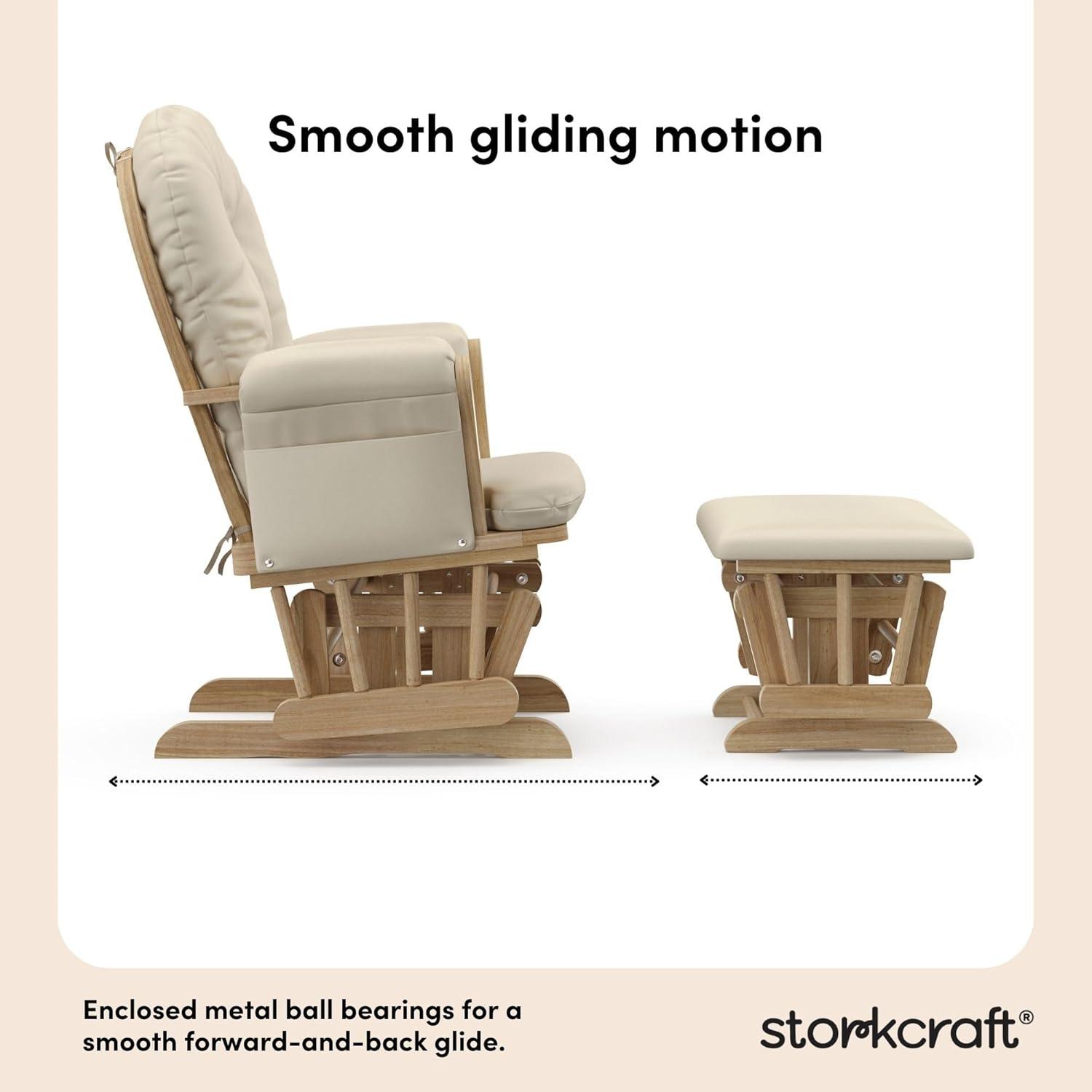 imageStorkcraft Premium Hoop Glider ampamp Ottoman NaturalBeige GREENGUARD Gold Certified Nursery Glider Solid Wood Craftsmanship SmoothGliding Nursery Chair and Ottoman AwardWinningNaturalBeige