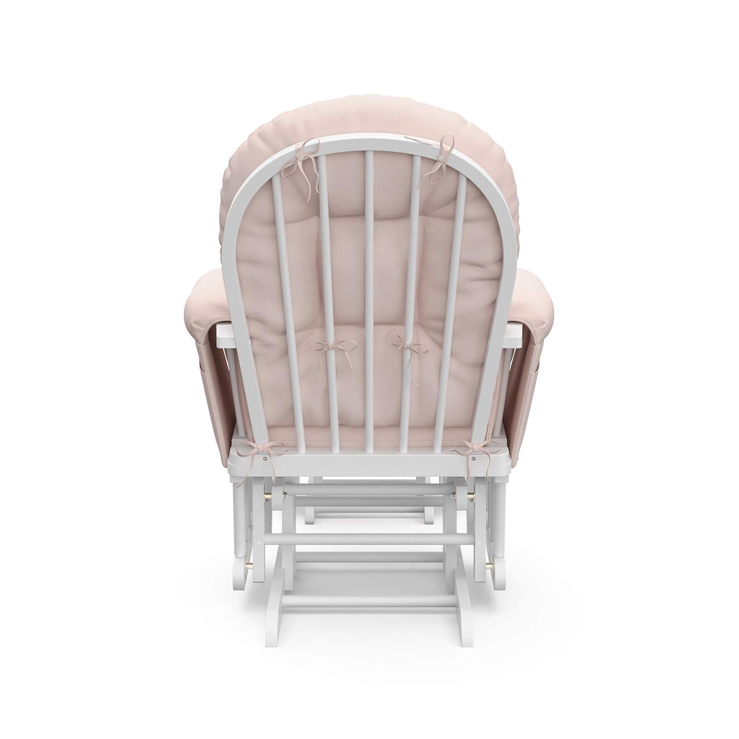 imageStorkcraft Premium Hoop Glider ampamp Ottoman NaturalBeige GREENGUARD Gold Certified Nursery Glider Solid Wood Craftsmanship SmoothGliding Nursery Chair and Ottoman AwardWinningWhitePink