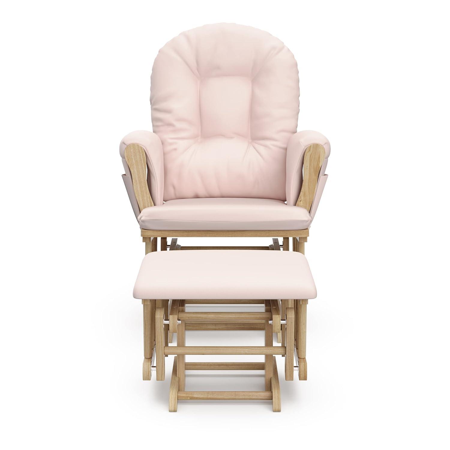 imageStorkcraft Premium Hoop Glider ampamp Ottoman NaturalBeige GREENGUARD Gold Certified Nursery Glider Solid Wood Craftsmanship SmoothGliding Nursery Chair and Ottoman AwardWinningNaturalPink