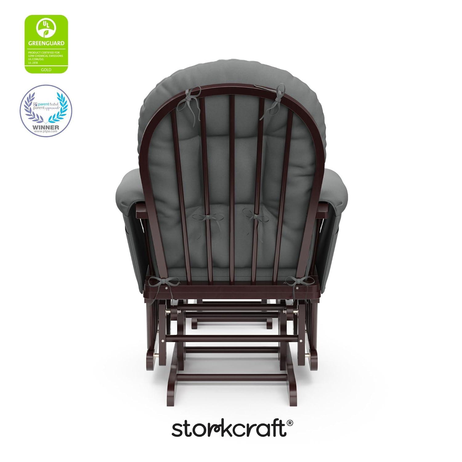 imageStorkcraft Premium Hoop Glider ampamp Ottoman NaturalBeige GREENGUARD Gold Certified Nursery Glider Solid Wood Craftsmanship SmoothGliding Nursery Chair and Ottoman AwardWinningEspressoGray