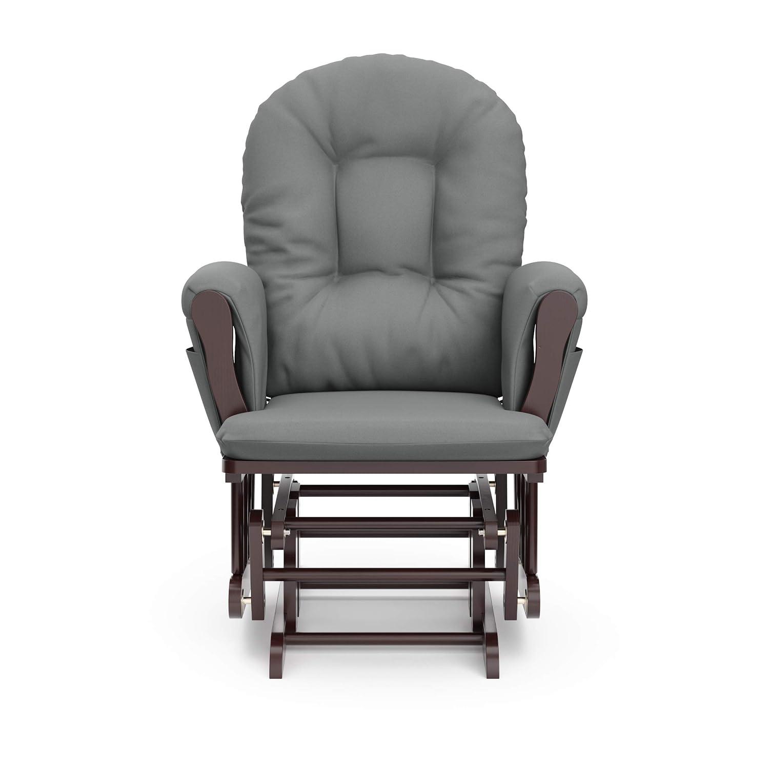 imageStorkcraft Premium Hoop Glider ampamp Ottoman NaturalBeige GREENGUARD Gold Certified Nursery Glider Solid Wood Craftsmanship SmoothGliding Nursery Chair and Ottoman AwardWinningEspressoGray