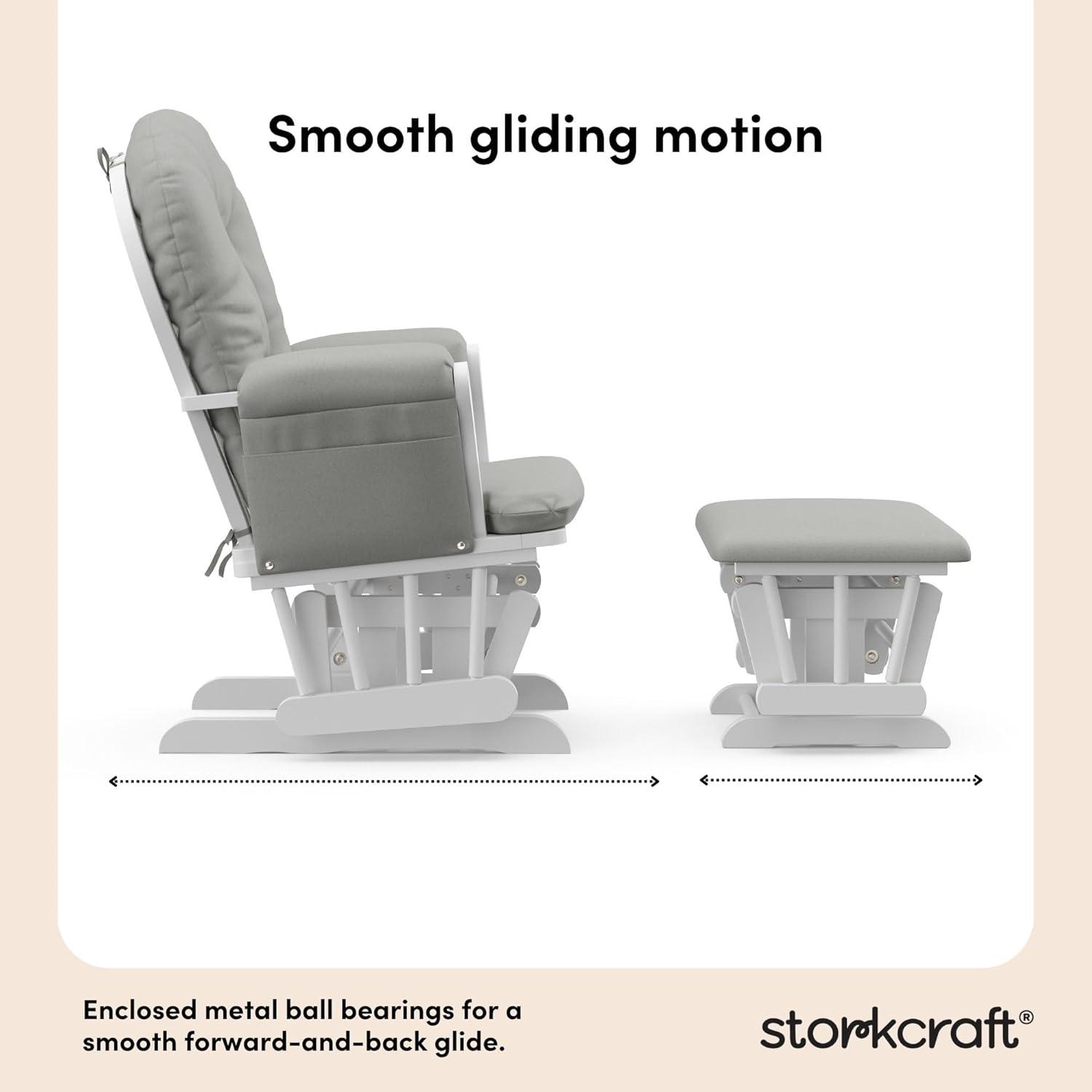 imageStorkcraft Premium Hoop Glider ampamp Ottoman NaturalBeige GREENGUARD Gold Certified Nursery Glider Solid Wood Craftsmanship SmoothGliding Nursery Chair and Ottoman AwardWinningWhiteLight Gray