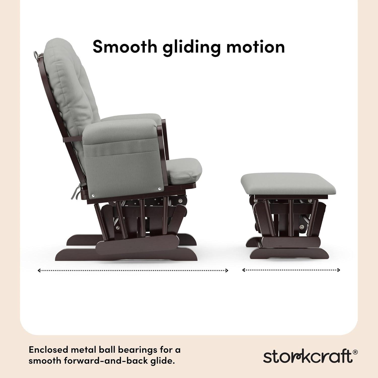 imageStorkcraft Premium Hoop Glider ampamp Ottoman NaturalBeige GREENGUARD Gold Certified Nursery Glider Solid Wood Craftsmanship SmoothGliding Nursery Chair and Ottoman AwardWinningEspressoLight Gray