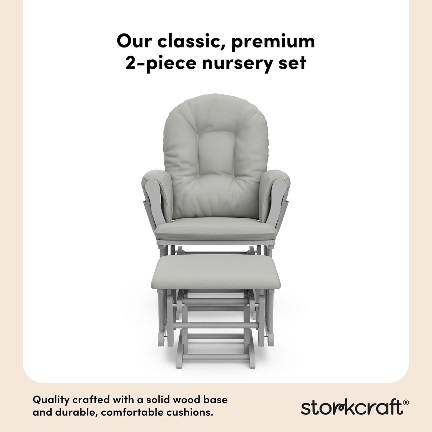 imageStorkcraft Premium Hoop Glider ampamp Ottoman NaturalBeige GREENGUARD Gold Certified Nursery Glider Solid Wood Craftsmanship SmoothGliding Nursery Chair and Ottoman AwardWinningPebble GrayLight Gray