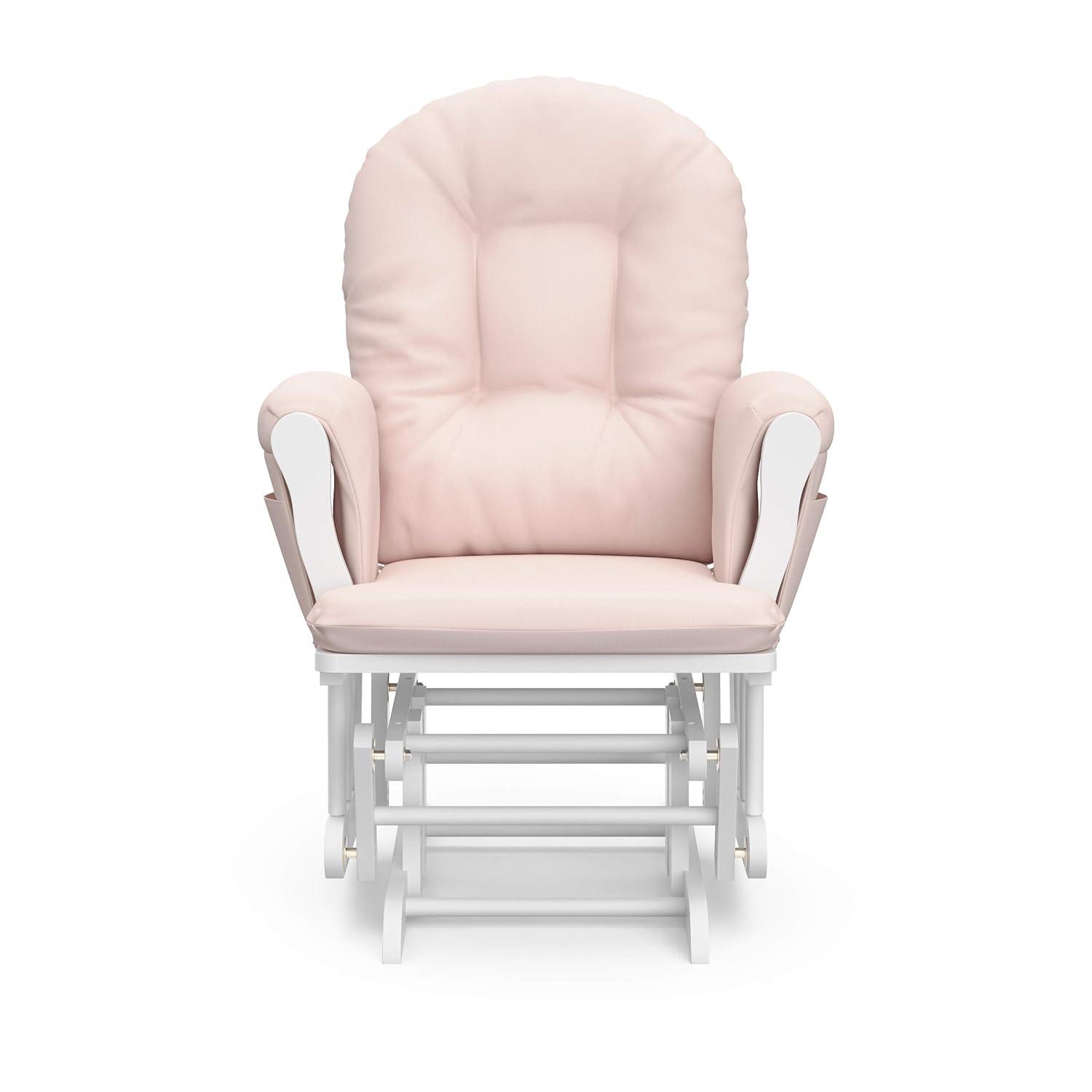 imageStorkcraft Premium Hoop Glider ampamp Ottoman NaturalBeige GREENGUARD Gold Certified Nursery Glider Solid Wood Craftsmanship SmoothGliding Nursery Chair and Ottoman AwardWinningWhitePink