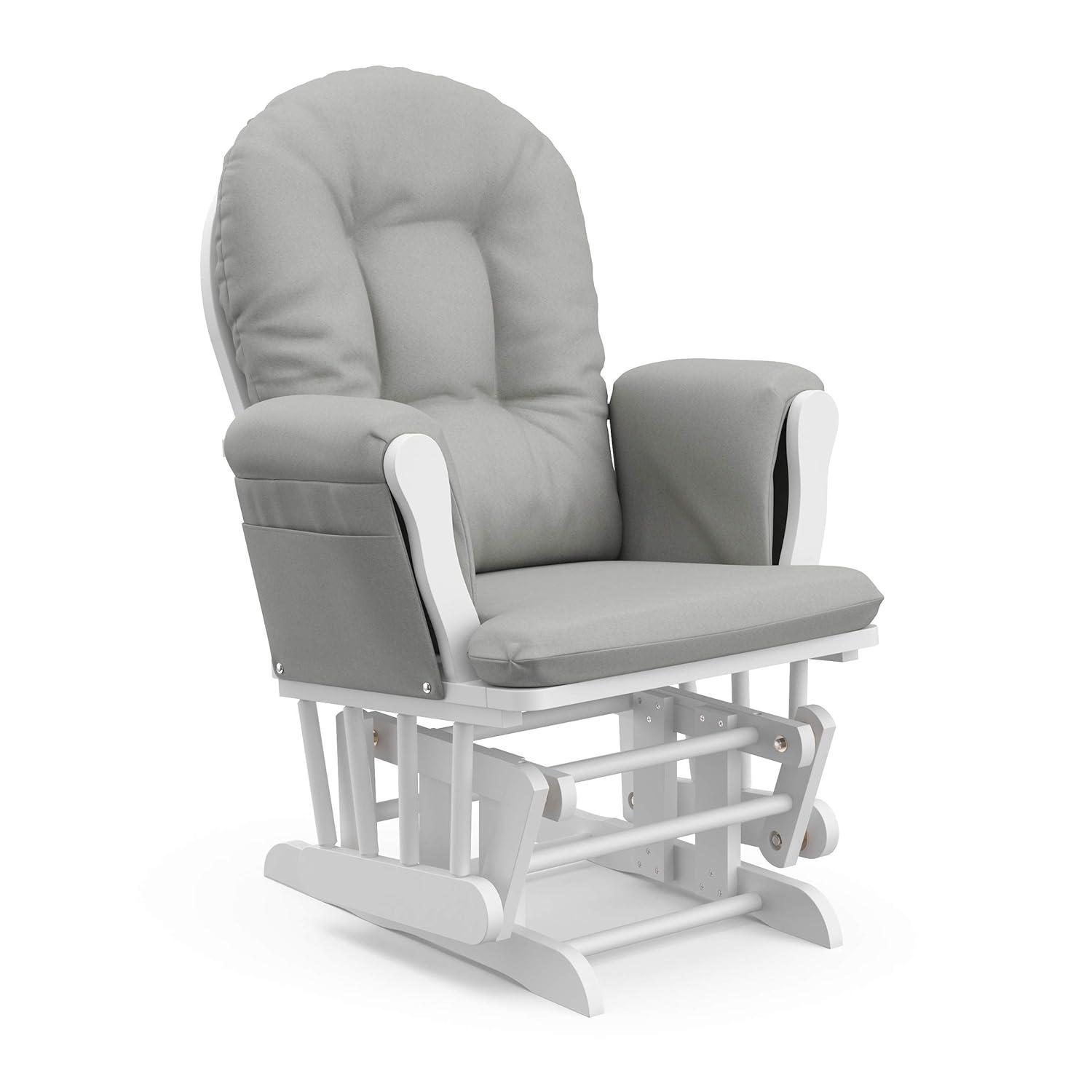 imageStorkcraft Premium Hoop Glider ampamp Ottoman NaturalBeige GREENGUARD Gold Certified Nursery Glider Solid Wood Craftsmanship SmoothGliding Nursery Chair and Ottoman AwardWinningWhiteLight Gray