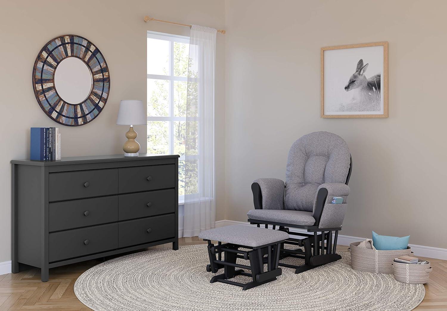 imageStorkcraft Premium Hoop Glider ampamp Ottoman NaturalBeige GREENGUARD Gold Certified Nursery Glider Solid Wood Craftsmanship SmoothGliding Nursery Chair and Ottoman AwardWinningGraySlate Gray Swirl