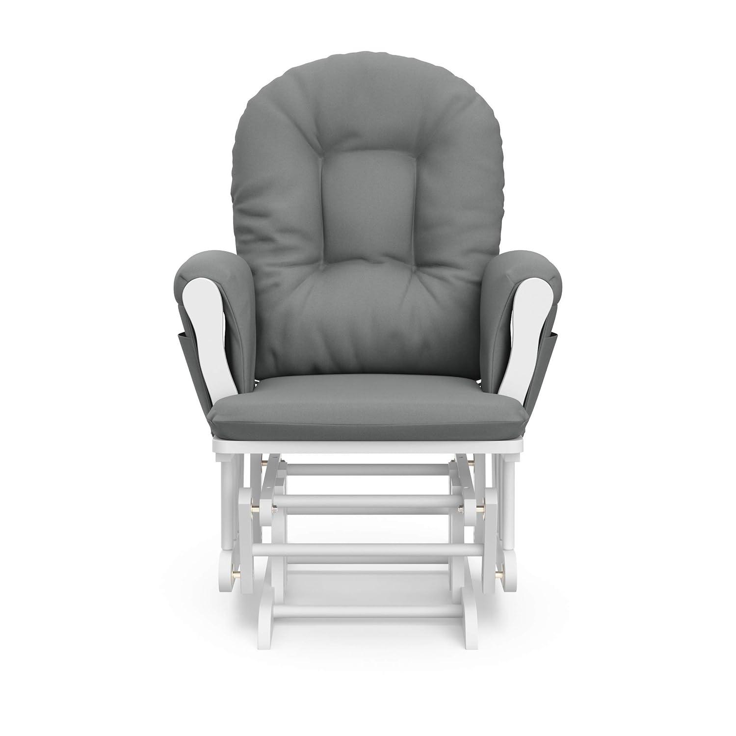 imageStorkcraft Premium Hoop Glider ampamp Ottoman NaturalBeige GREENGUARD Gold Certified Nursery Glider Solid Wood Craftsmanship SmoothGliding Nursery Chair and Ottoman AwardWinningWhiteGray