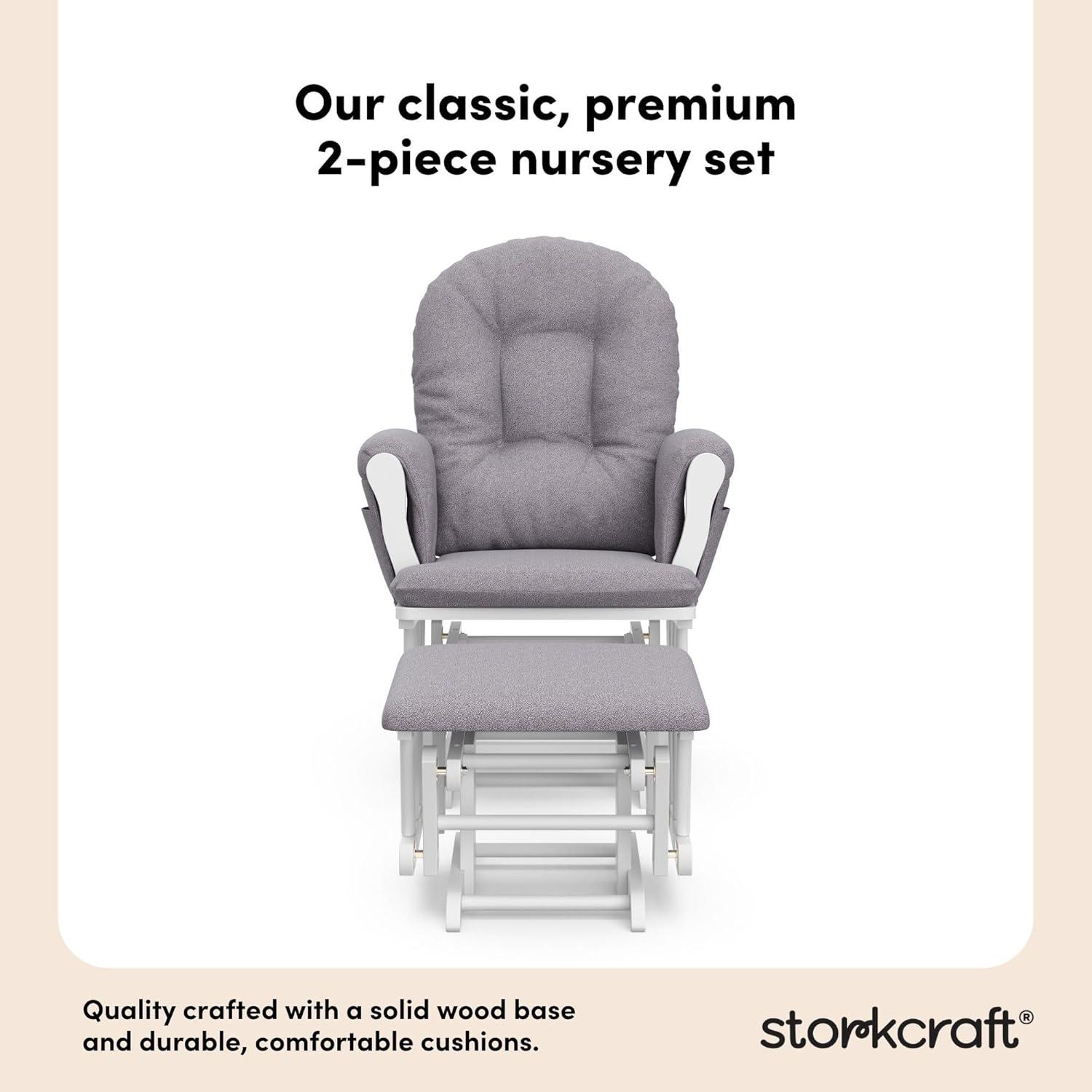 imageStorkcraft Premium Hoop Glider ampamp Ottoman NaturalBeige GREENGUARD Gold Certified Nursery Glider Solid Wood Craftsmanship SmoothGliding Nursery Chair and Ottoman AwardWinningWhiteGray Swirl