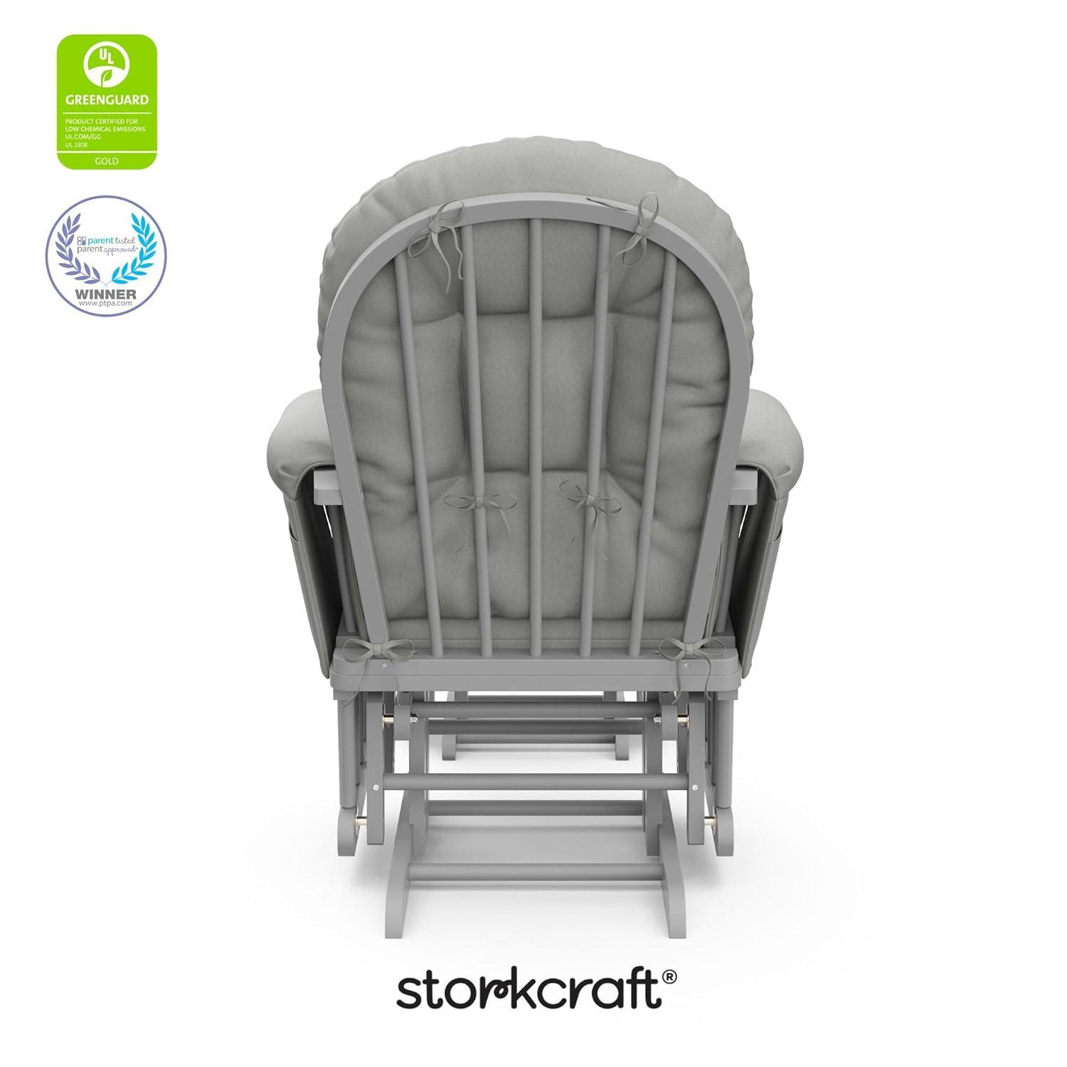 imageStorkcraft Premium Hoop Glider ampamp Ottoman NaturalBeige GREENGUARD Gold Certified Nursery Glider Solid Wood Craftsmanship SmoothGliding Nursery Chair and Ottoman AwardWinningPebble GrayLight Gray