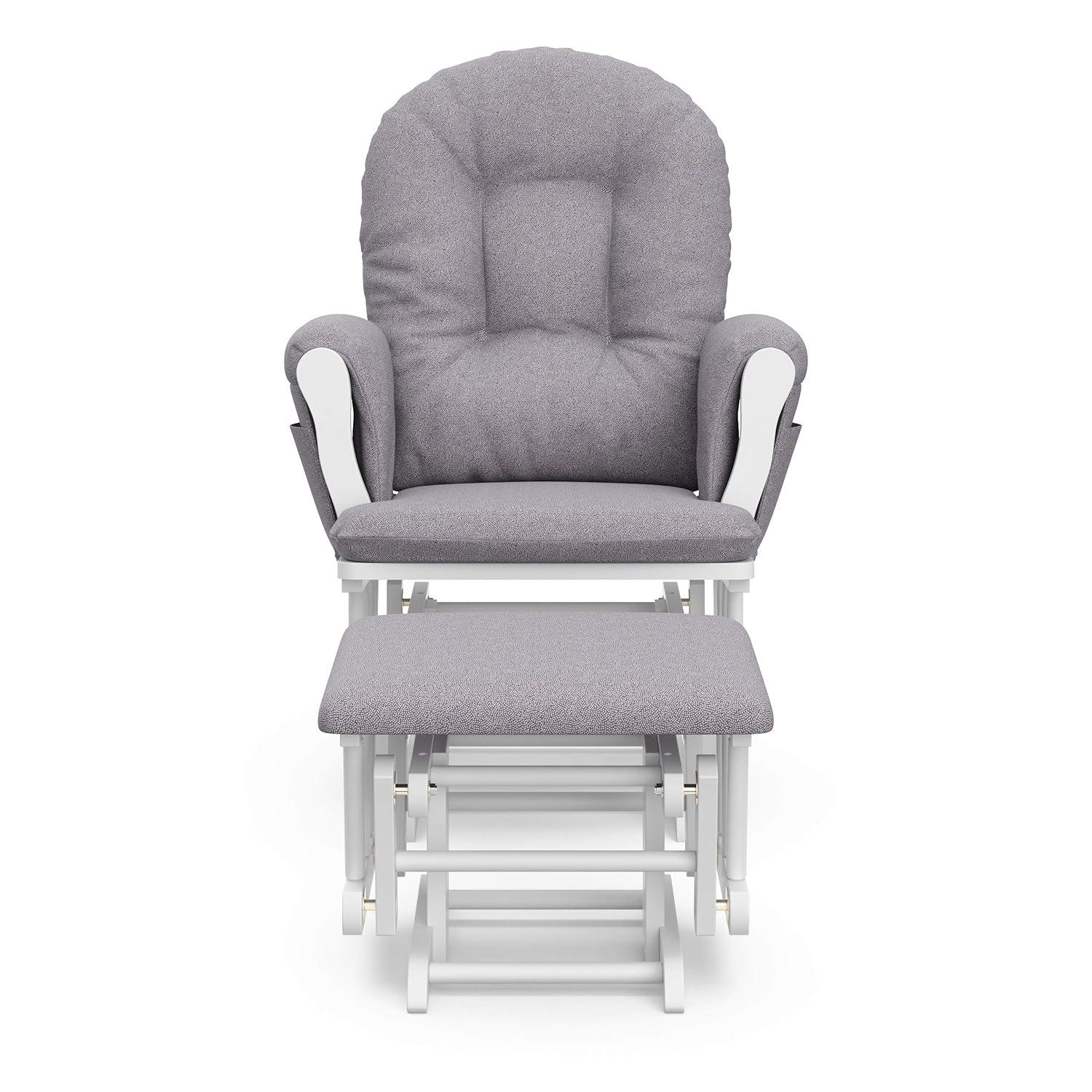 imageStorkcraft Premium Hoop Glider ampamp Ottoman NaturalBeige GREENGUARD Gold Certified Nursery Glider Solid Wood Craftsmanship SmoothGliding Nursery Chair and Ottoman AwardWinningWhiteGray Swirl