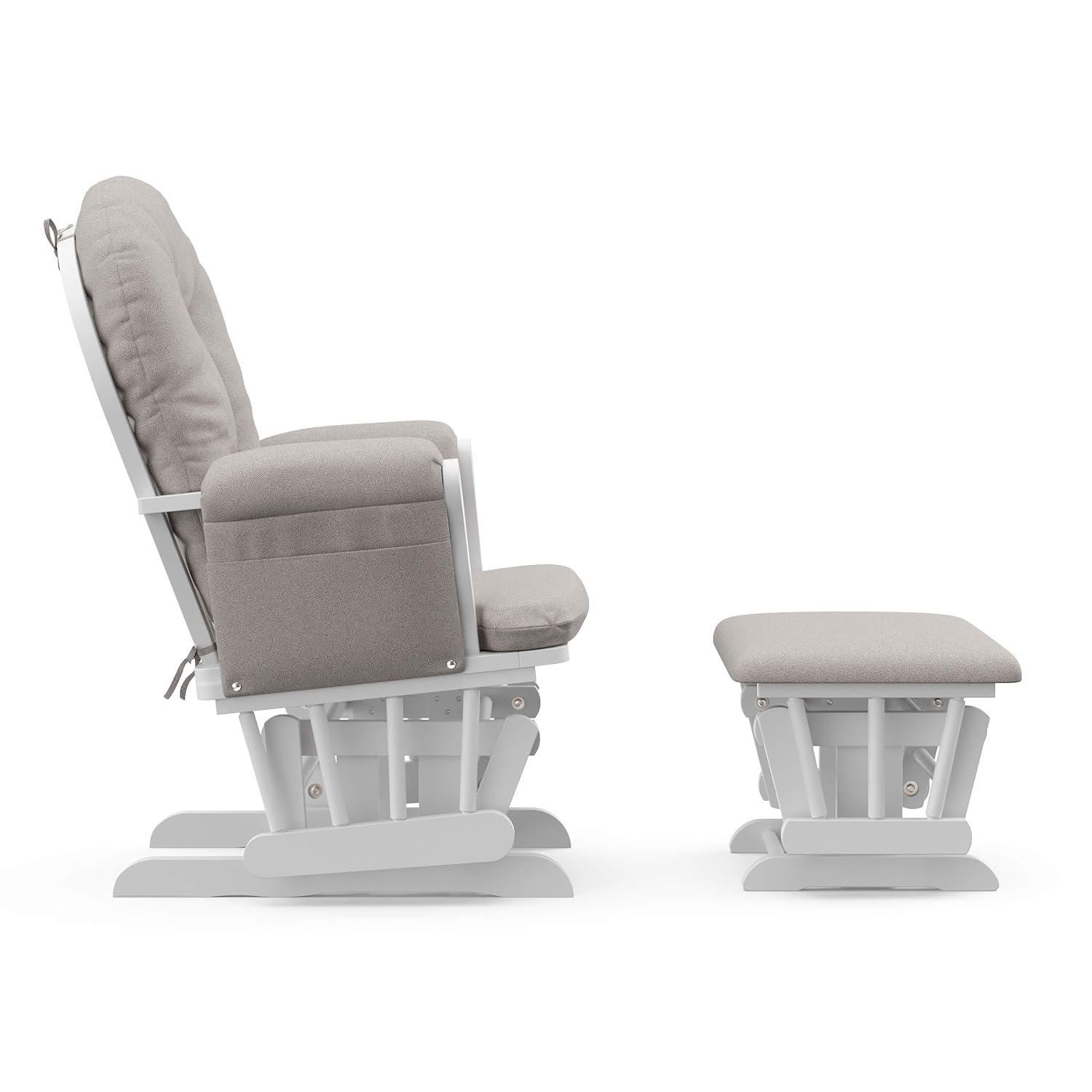 imageStorkcraft Premium Hoop Glider ampamp Ottoman NaturalBeige GREENGUARD Gold Certified Nursery Glider Solid Wood Craftsmanship SmoothGliding Nursery Chair and Ottoman AwardWinningWhiteTaupe Swirl