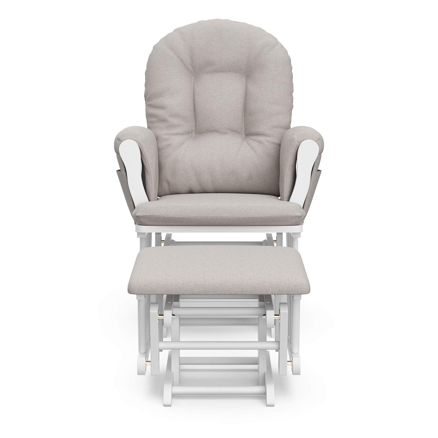 imageStorkcraft Premium Hoop Glider ampamp Ottoman NaturalBeige GREENGUARD Gold Certified Nursery Glider Solid Wood Craftsmanship SmoothGliding Nursery Chair and Ottoman AwardWinningWhiteTaupe Swirl