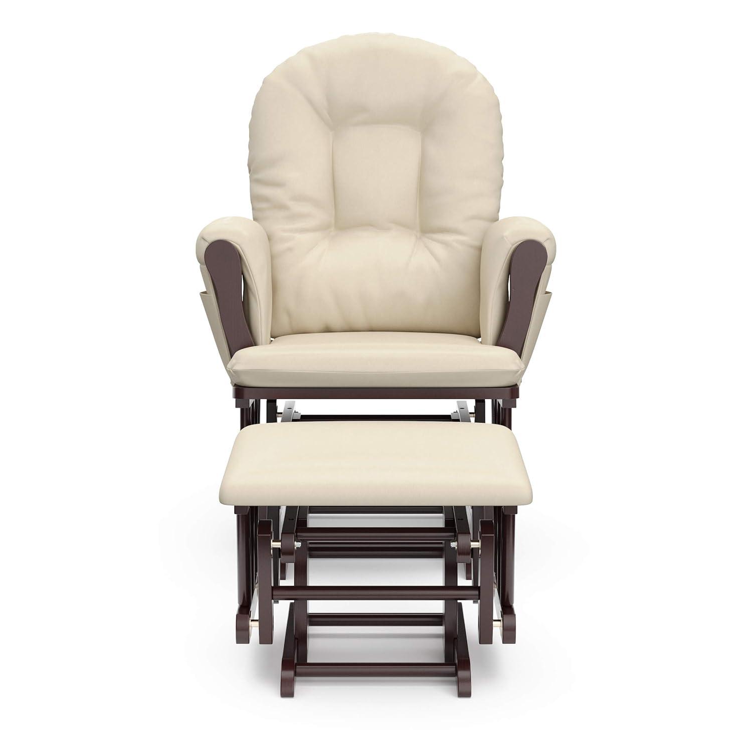 imageStorkcraft Premium Hoop Glider ampamp Ottoman NaturalBeige GREENGUARD Gold Certified Nursery Glider Solid Wood Craftsmanship SmoothGliding Nursery Chair and Ottoman AwardWinningEspressoBeige