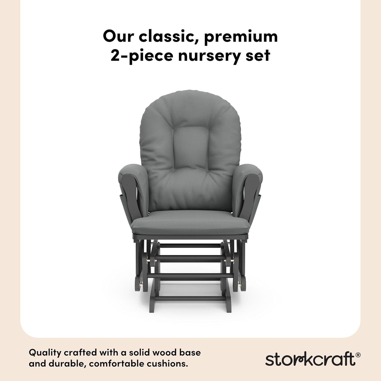 imageStorkcraft Premium Hoop Glider ampamp Ottoman NaturalBeige GREENGUARD Gold Certified Nursery Glider Solid Wood Craftsmanship SmoothGliding Nursery Chair and Ottoman AwardWinningGrayGray