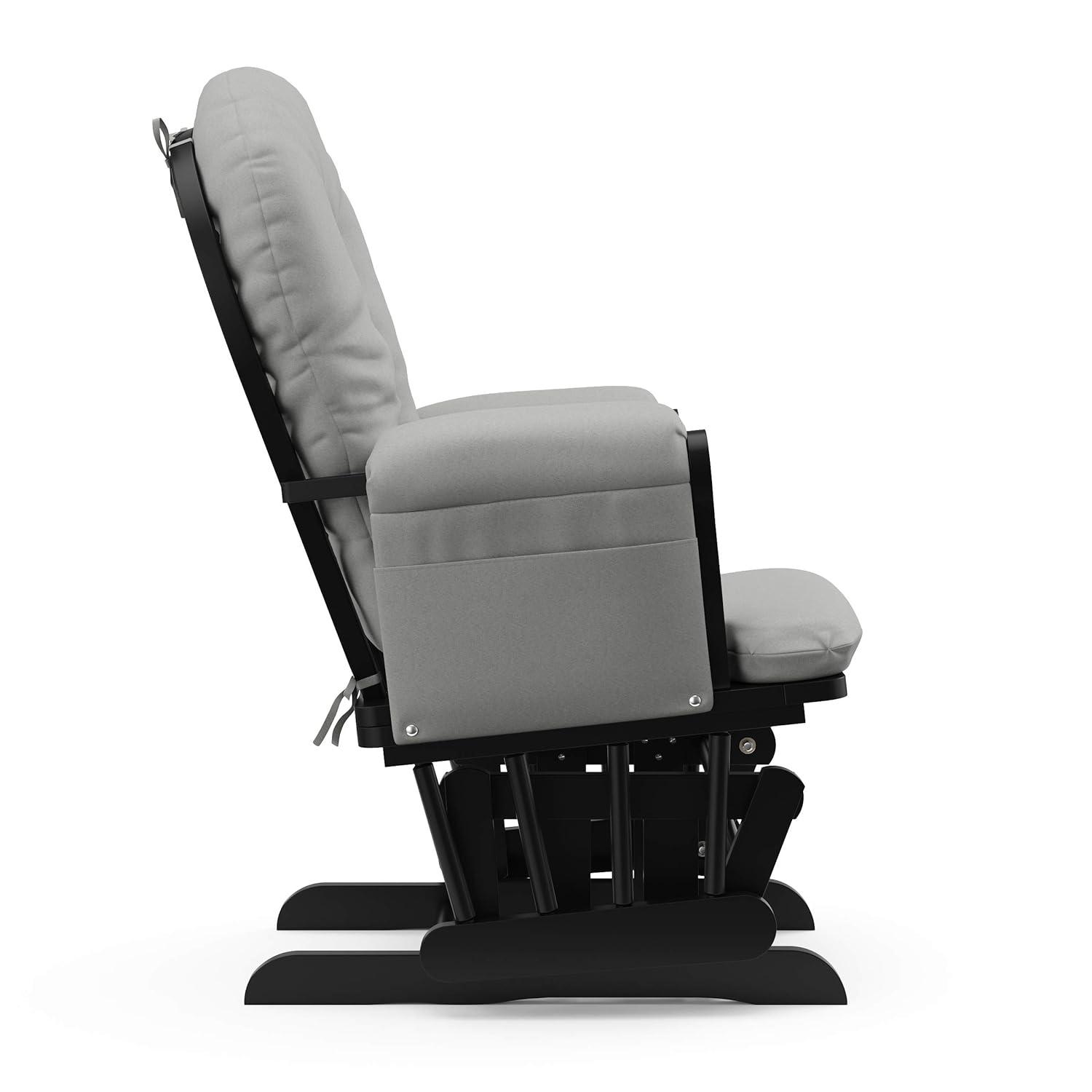 imageStorkcraft Premium Hoop Glider ampamp Ottoman NaturalBeige GREENGUARD Gold Certified Nursery Glider Solid Wood Craftsmanship SmoothGliding Nursery Chair and Ottoman AwardWinningBlackLight Gray