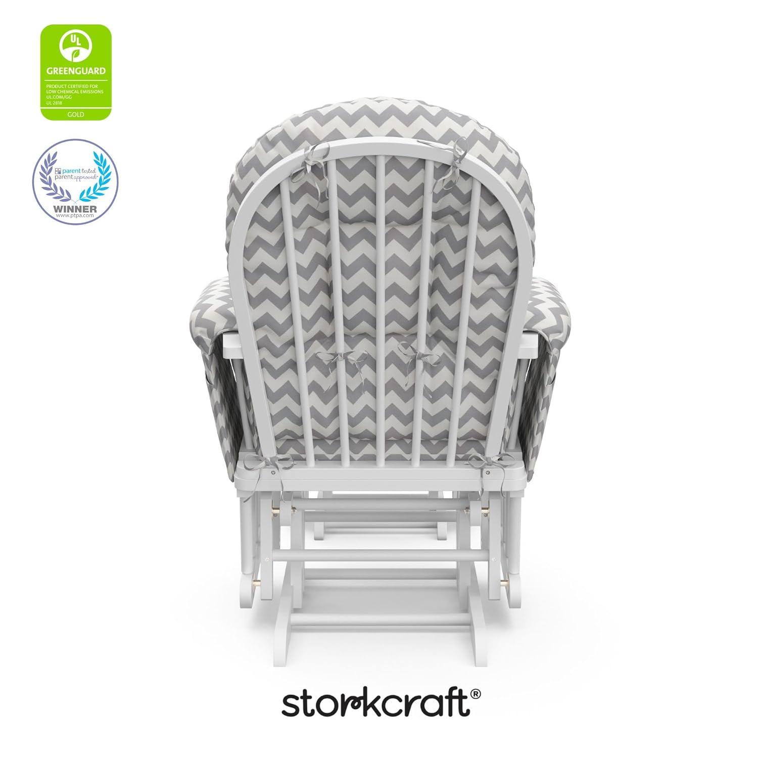 imageStorkcraft Premium Hoop Glider ampamp Ottoman NaturalBeige GREENGUARD Gold Certified Nursery Glider Solid Wood Craftsmanship SmoothGliding Nursery Chair and Ottoman AwardWinningWhiteGray Chevron