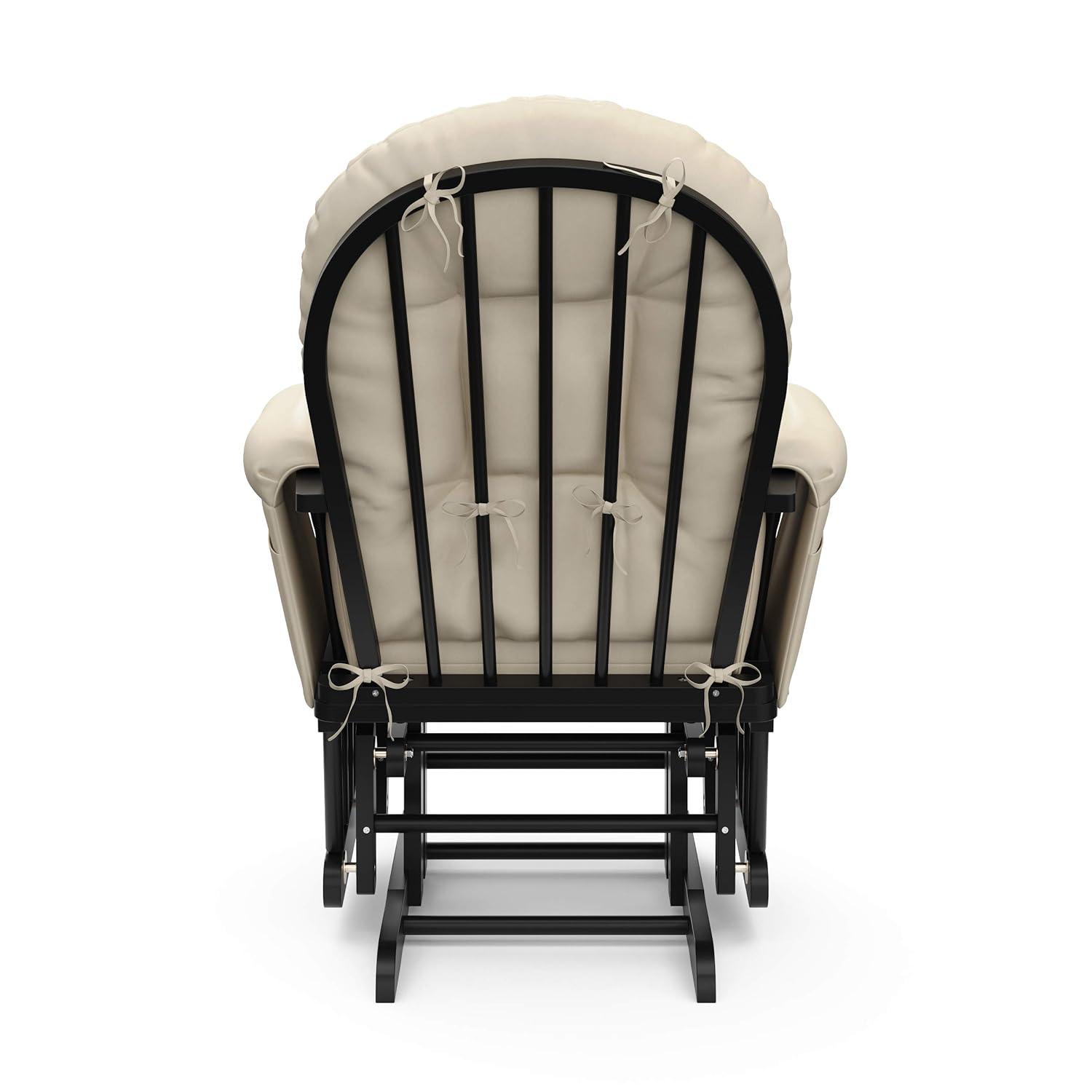 imageStorkcraft Premium Hoop Glider ampamp Ottoman NaturalBeige GREENGUARD Gold Certified Nursery Glider Solid Wood Craftsmanship SmoothGliding Nursery Chair and Ottoman AwardWinningBlackBeige